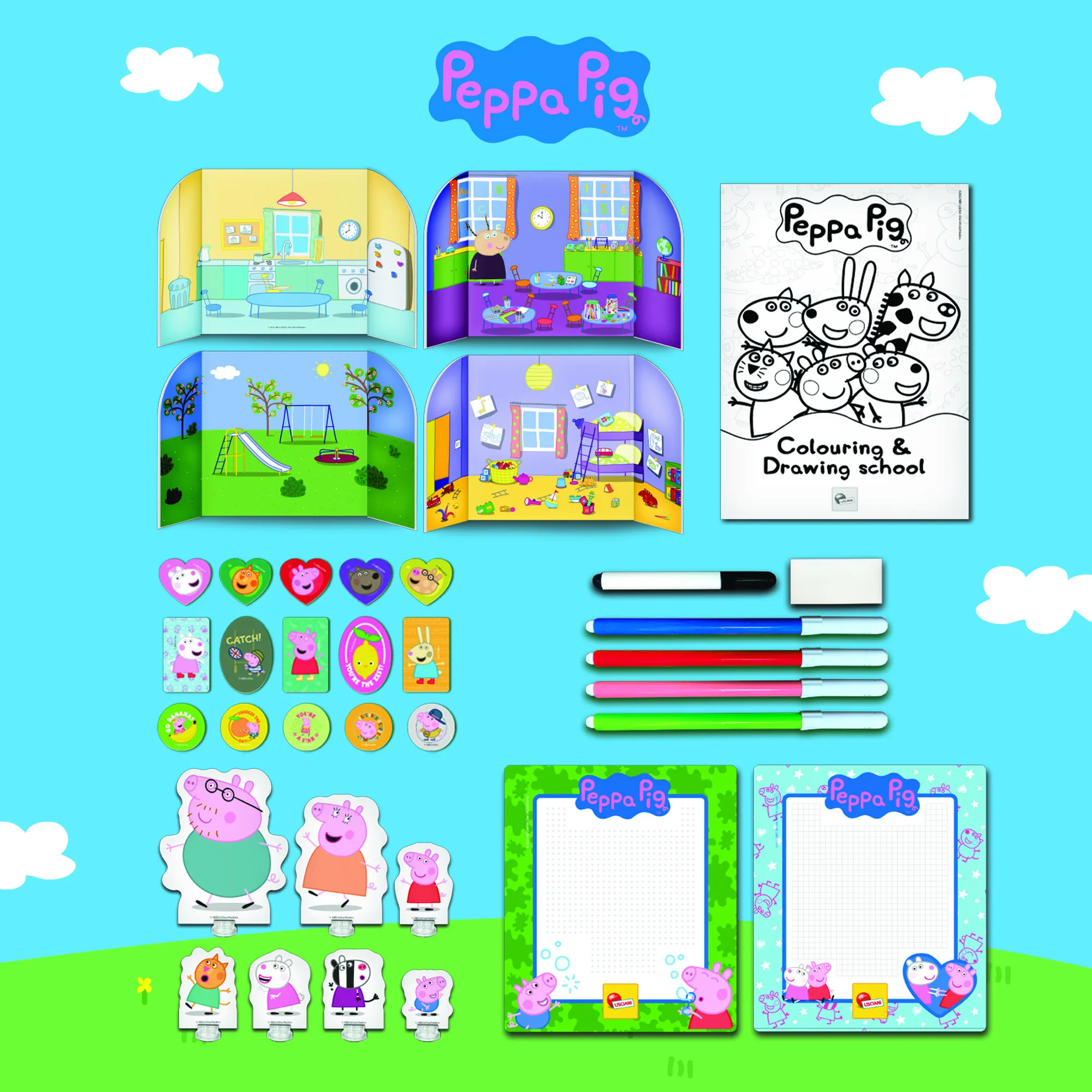 Lisciani 95841 - Peppa Wutz Mal- und Zeichenschule mit Rucksack