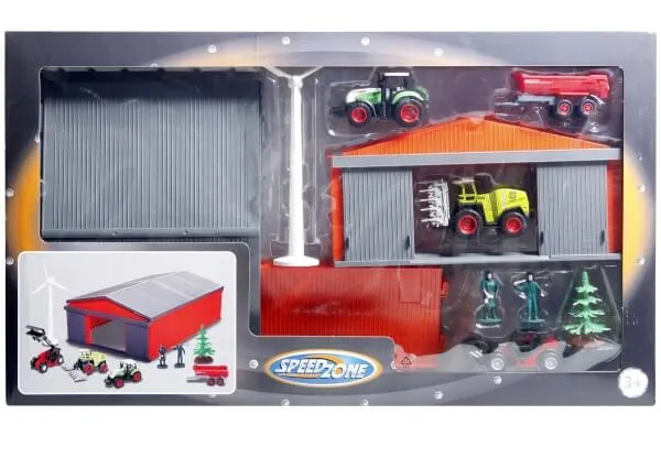 Vedes - Speed Zone - Bauernhof-Scheune mit Fahrzeugen und Zubehör