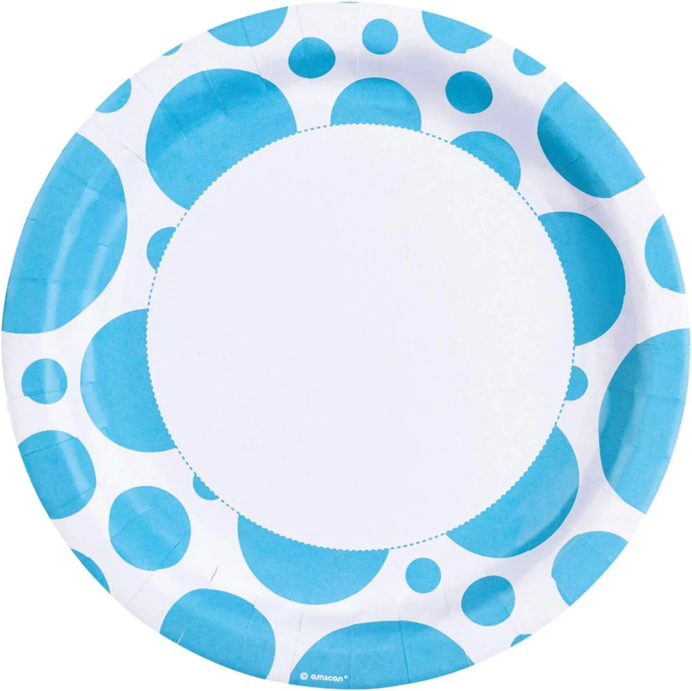 Amscan 999313 - Pappteller - Blue Dots (8 Stück, 23cm)