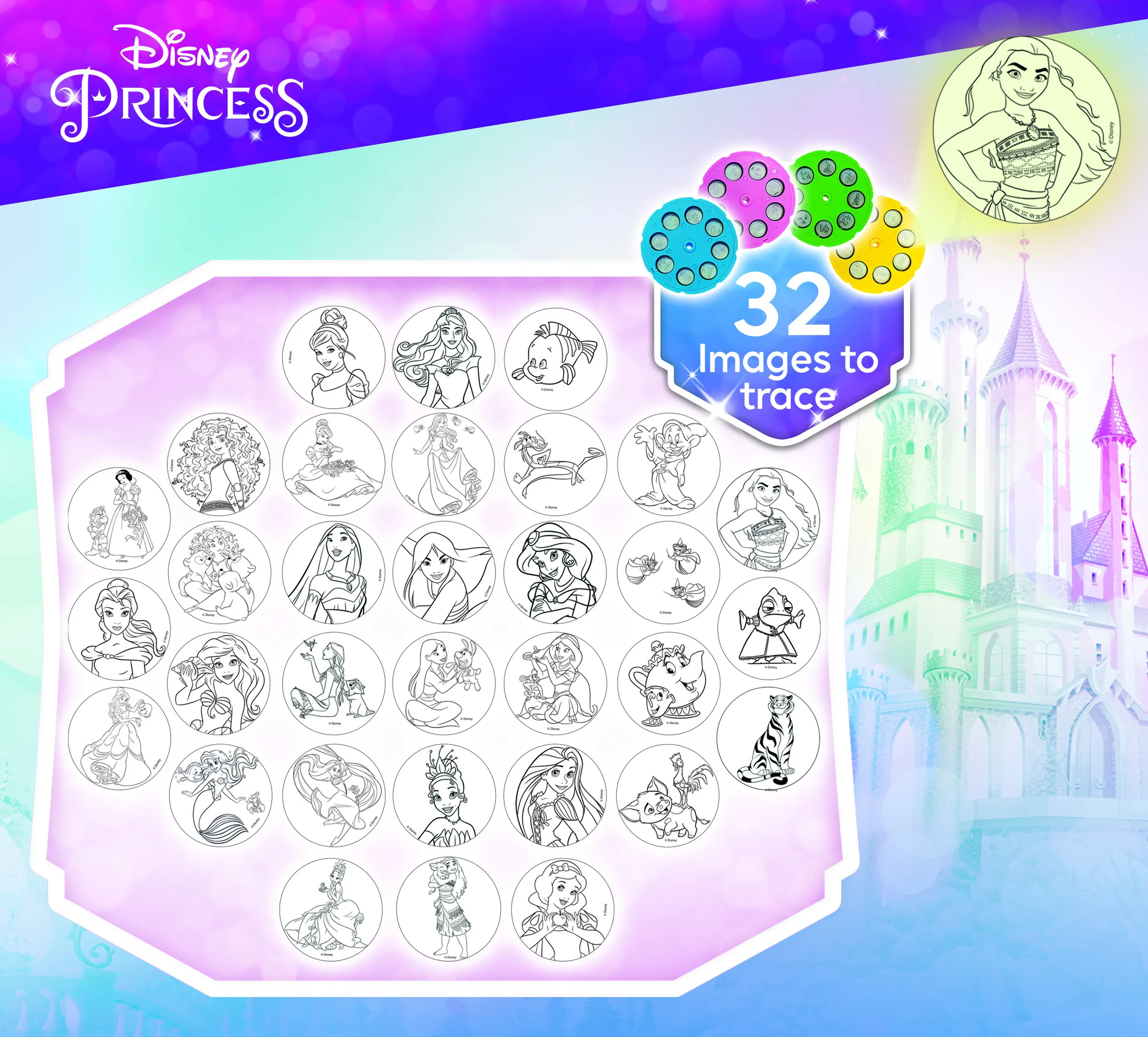 Lisciani 92956 - Disney Princess Zeichenschule mit LED Projektor