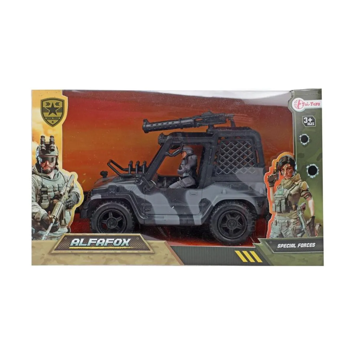 Toi-Toys 15201D - ALFAFOX Jeep + Militär Figur