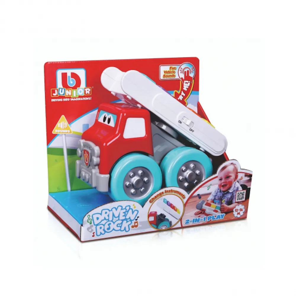 BB Junior - Spielzeugauto Drive' n Rock - Feuerwehrauto mit Piano