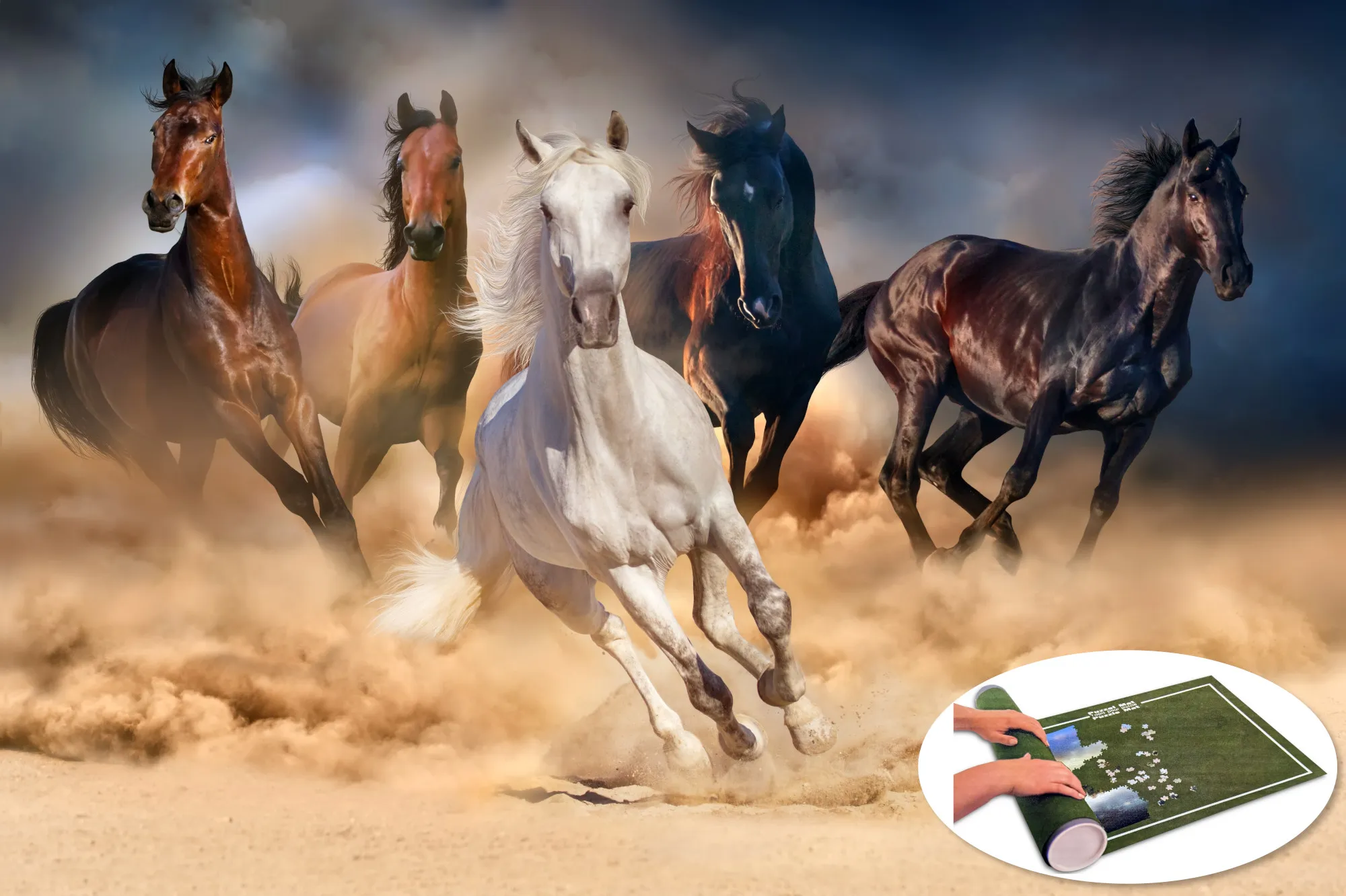 Puzzle inkl. Matte - Herd of Horses (1000 Teile)