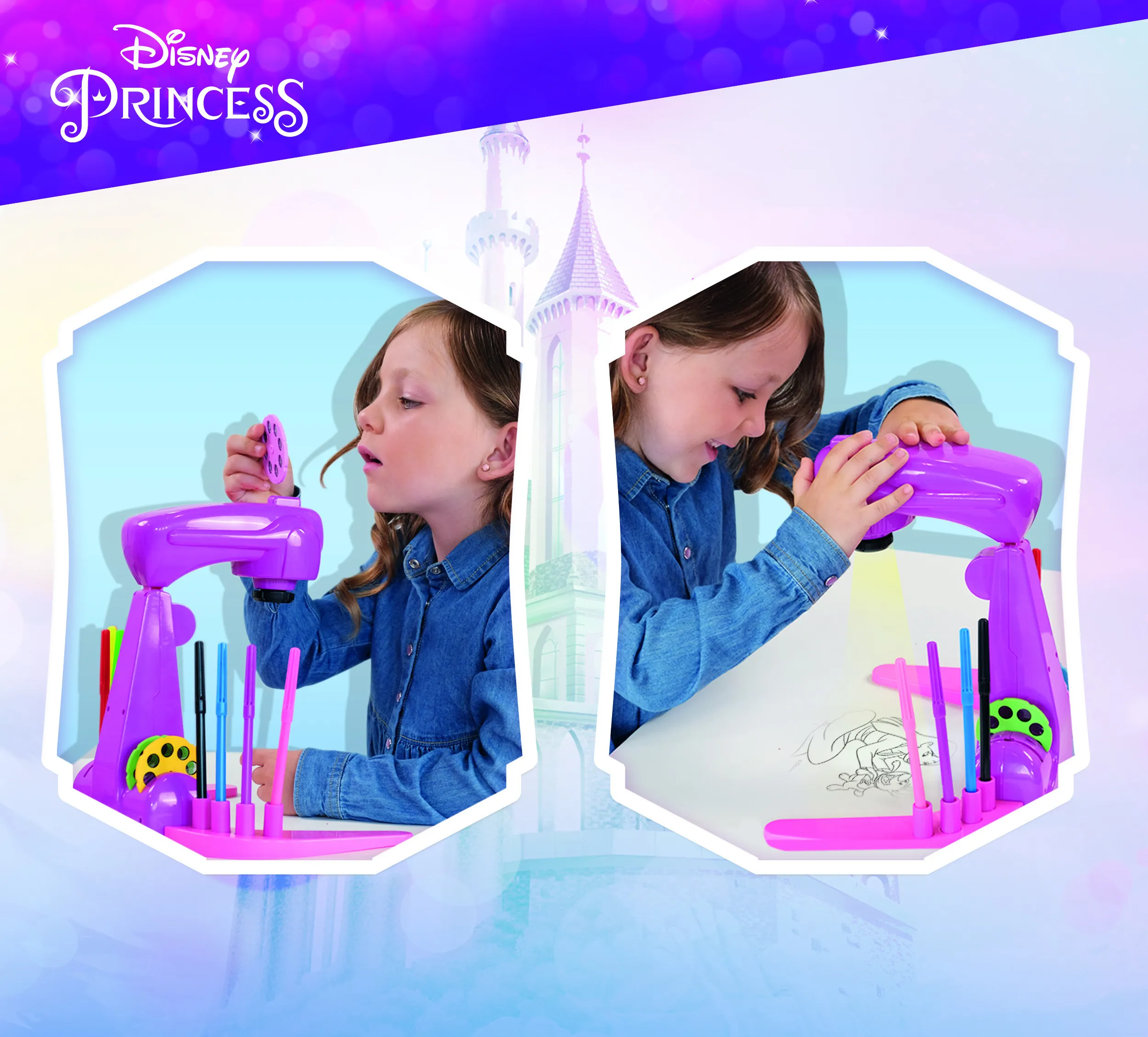 Lisciani 92956 - Disney Princess Zeichenschule mit LED Projektor