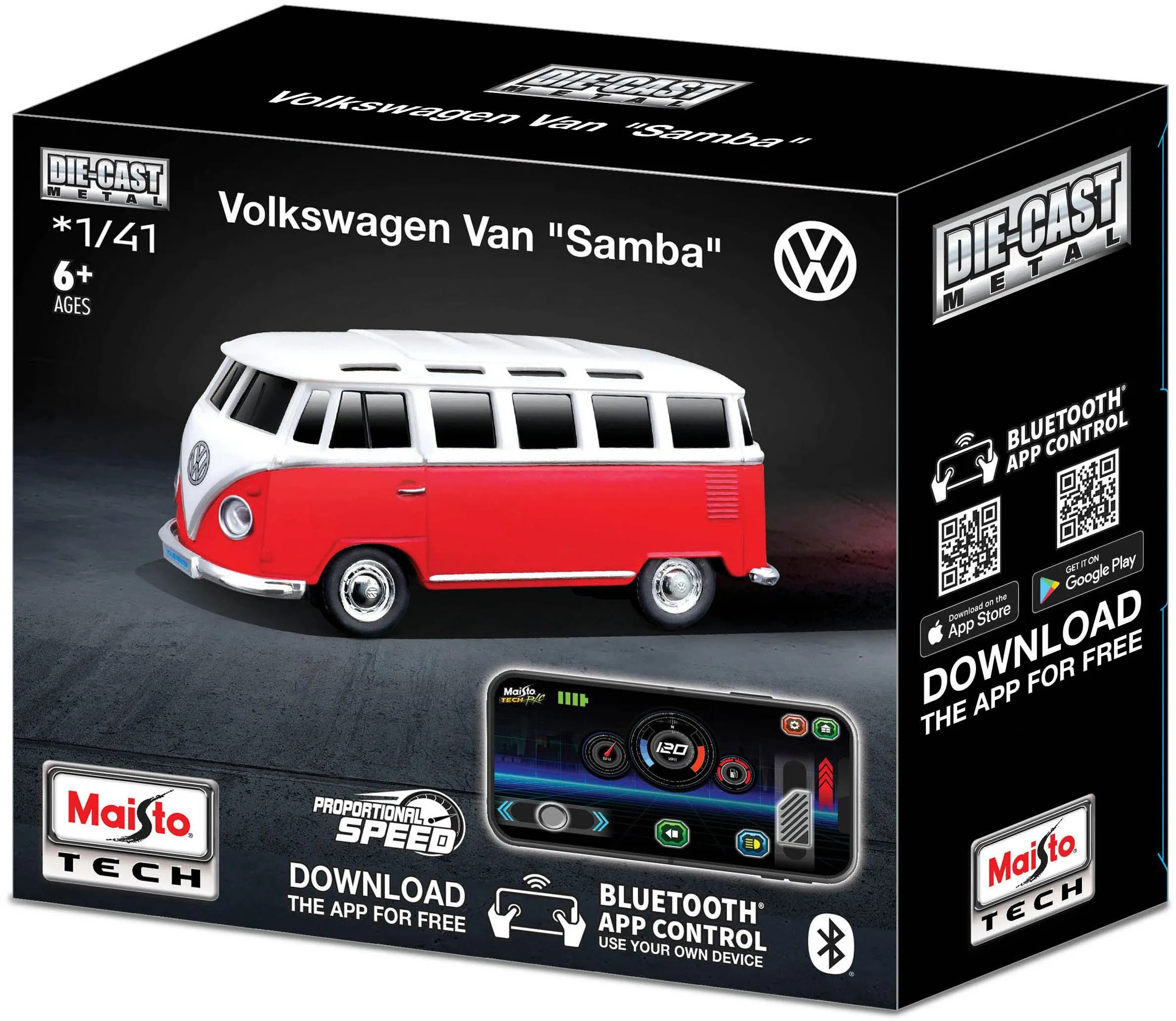Maisto Tech 582650 - Ferngesteuertes Auto - VW T1 Samba (11cm, Maßstab 1:41)