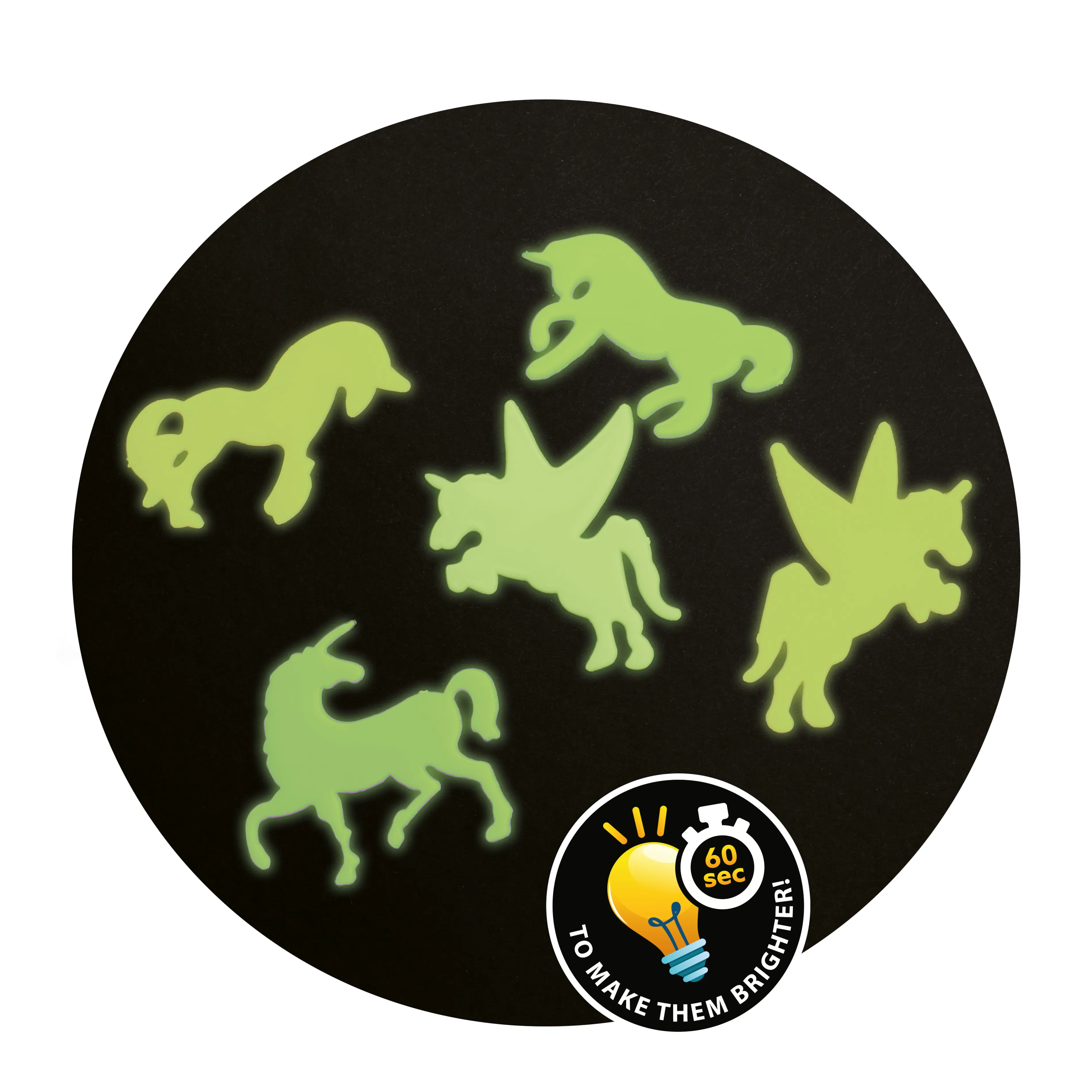 Toi-Toys - DREAM HORSE Glow in The Dark Shapes Einhorn-Aufkleber (12 Stück)