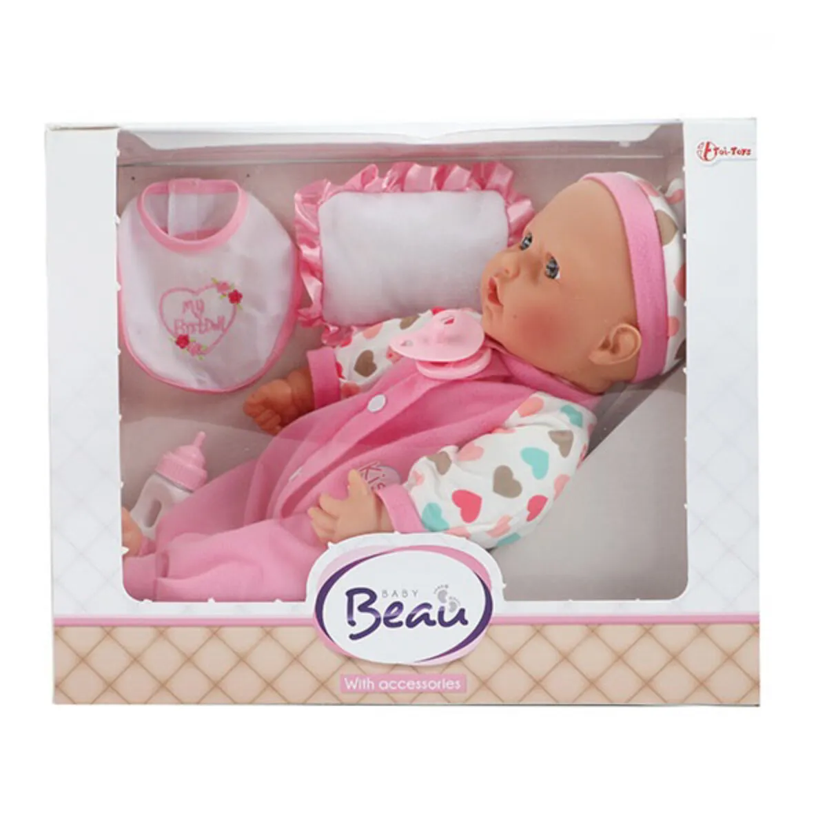 Toi-Toys 02021Z - BEAU Babypuppe 40cm mit Flasche+Lätzchen (zufällige Auswahl)