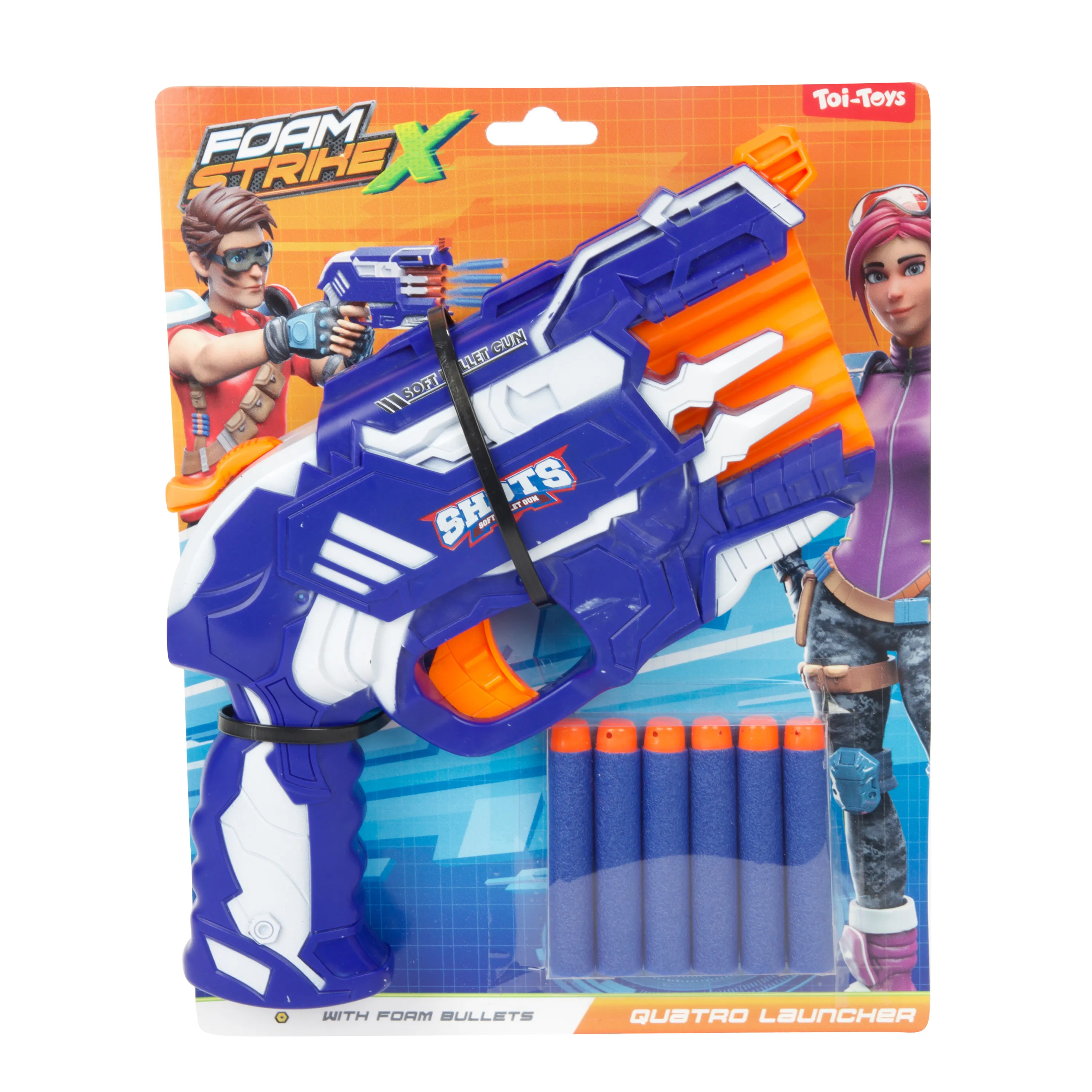 Toi-Toys 32548A - FOAM STRIKEX - Pistole 4 Schuss mit 5 Schaumstoffpfeilen