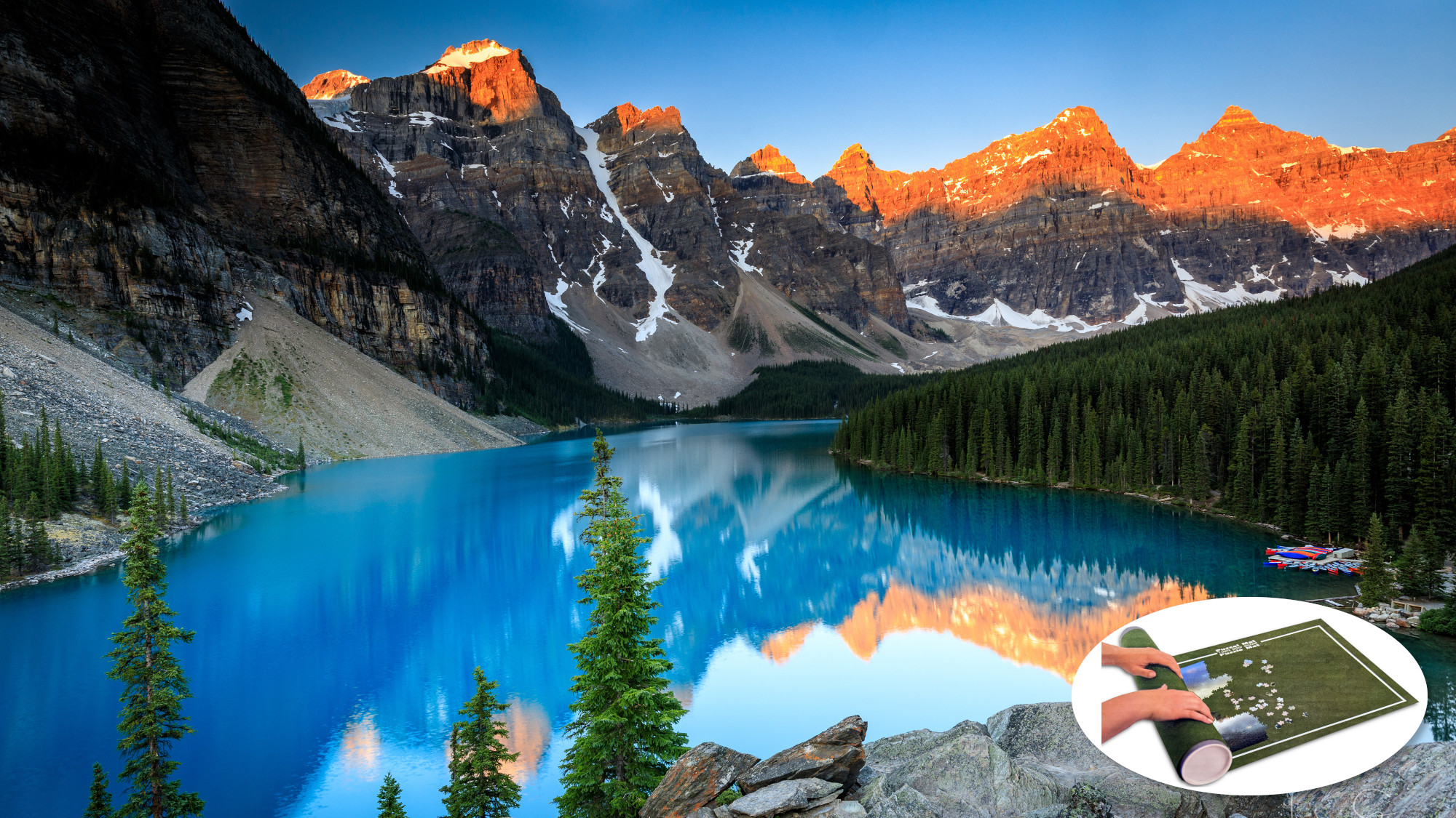 Puzzle inkl. Matte - Moraine Lake Sunset (1000 Teile)