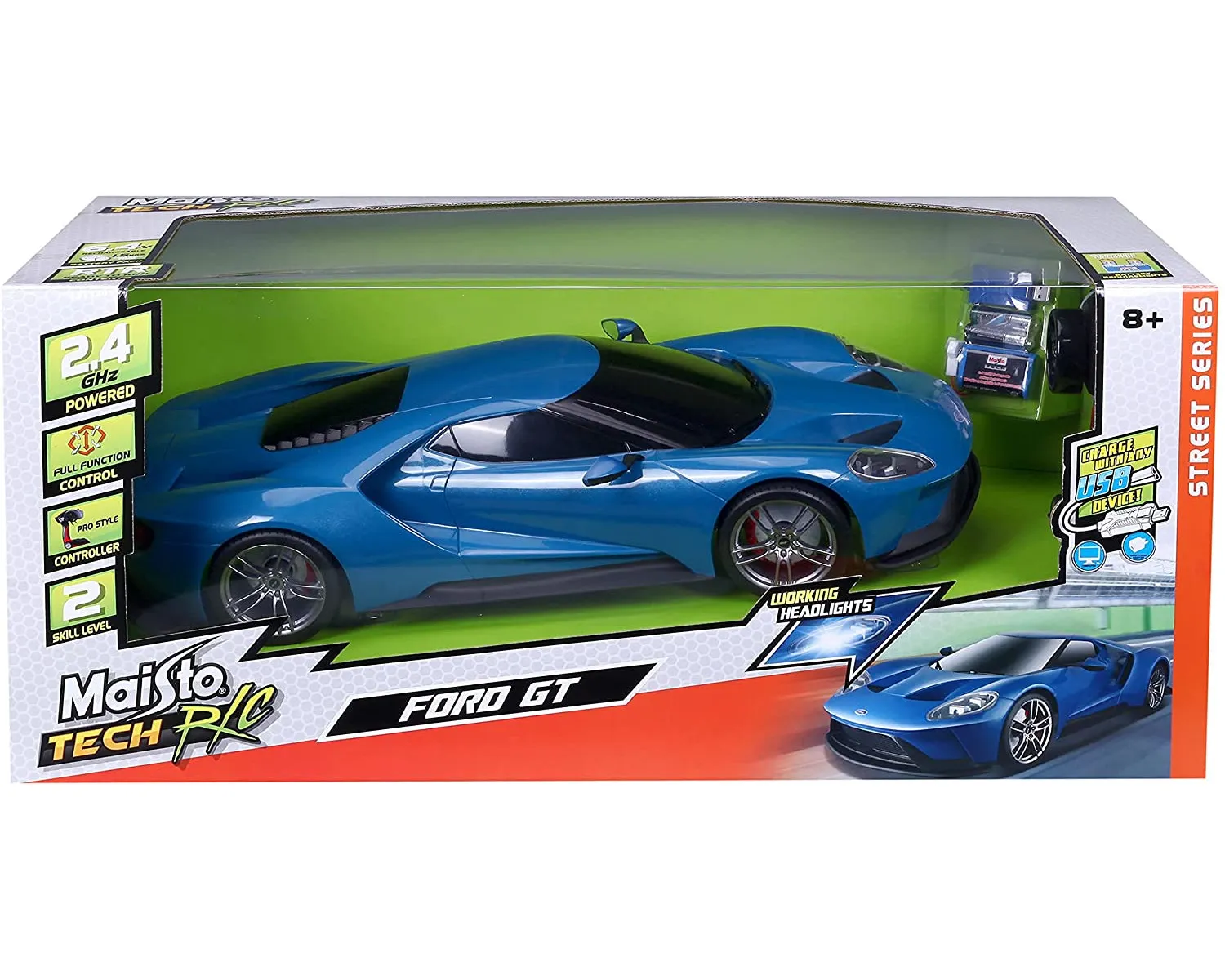 Maisto Tech 582136 - Ferngesteuertes Auto - Ford GT (blau, 56cm)