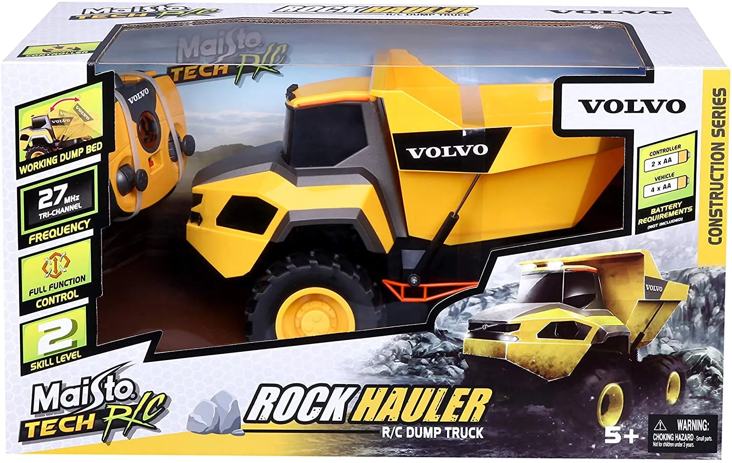 Maisto Tech 82056 - Ferngesteuertes Auto - Volvo A25 Kipper (gelb, 30cm)