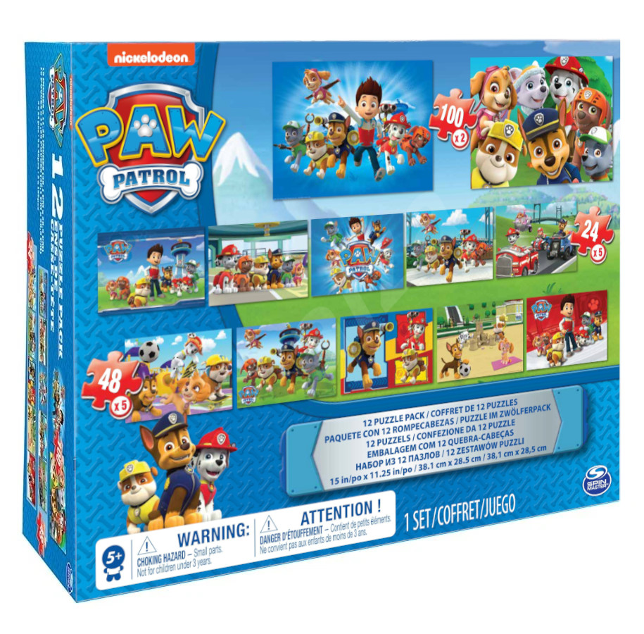 Paw Patrol - Puzzlebox mit 12 Puzzles (24, 48, 100)