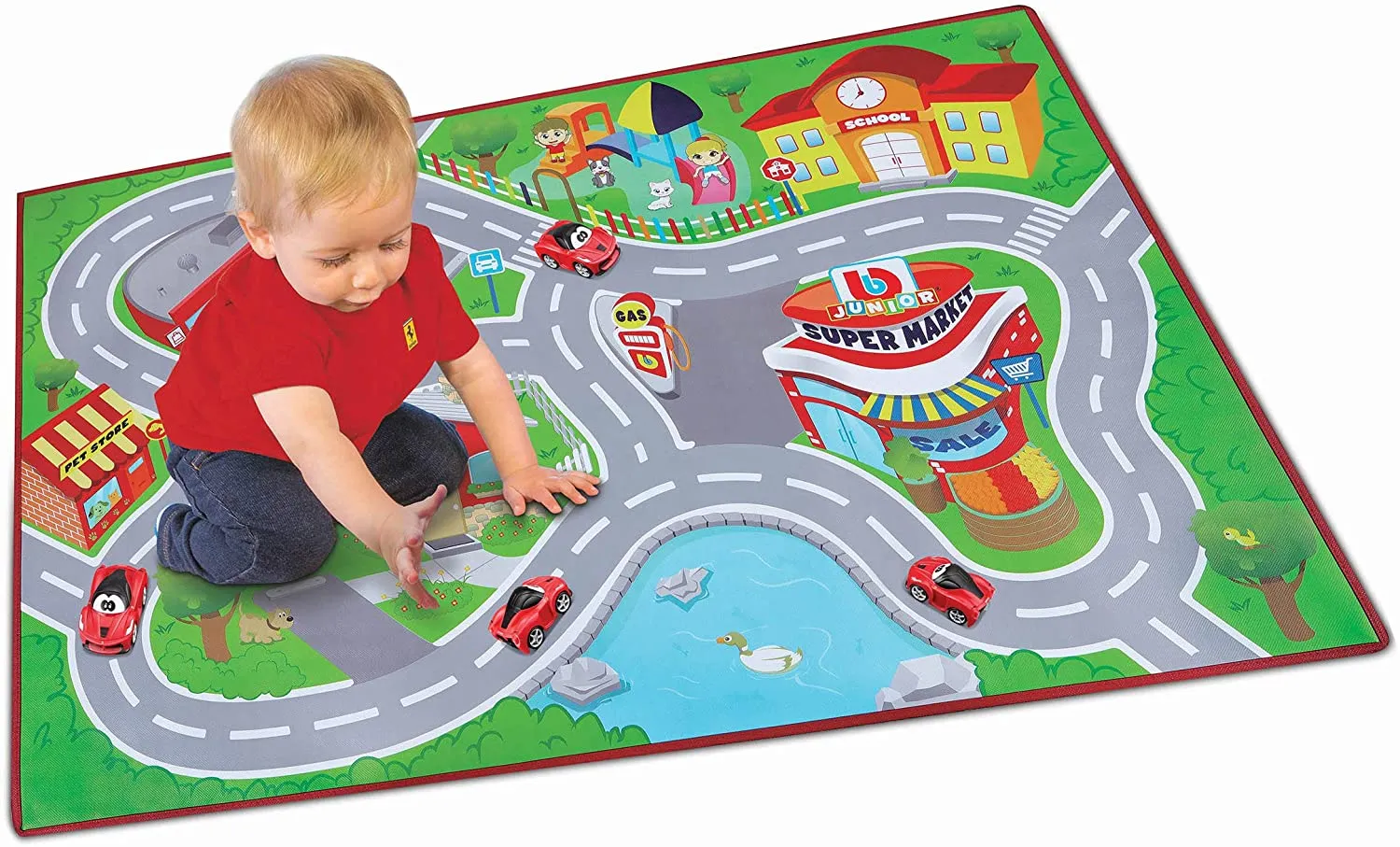 BB Junior - Spielmatte - Ferrari Junior City inkl. Spielzeugauto (100x70cm)