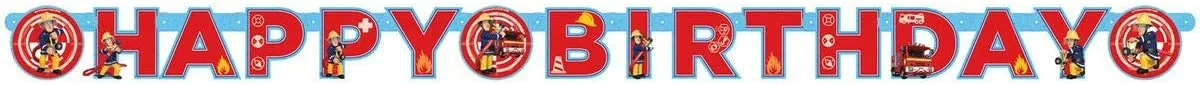 Amscan 998156 - Feuerwehrmann Sam - Girlande »Happy Birthday« (180cm)