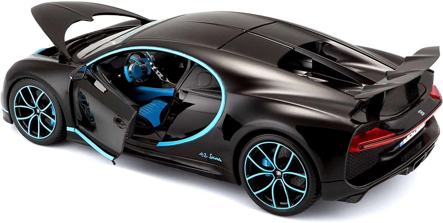 Bburago 18-11040BK - Modellauto - Bugatti Chiron 42 Sekunden Weltrekord (schwarz, Maßstab 1:18)