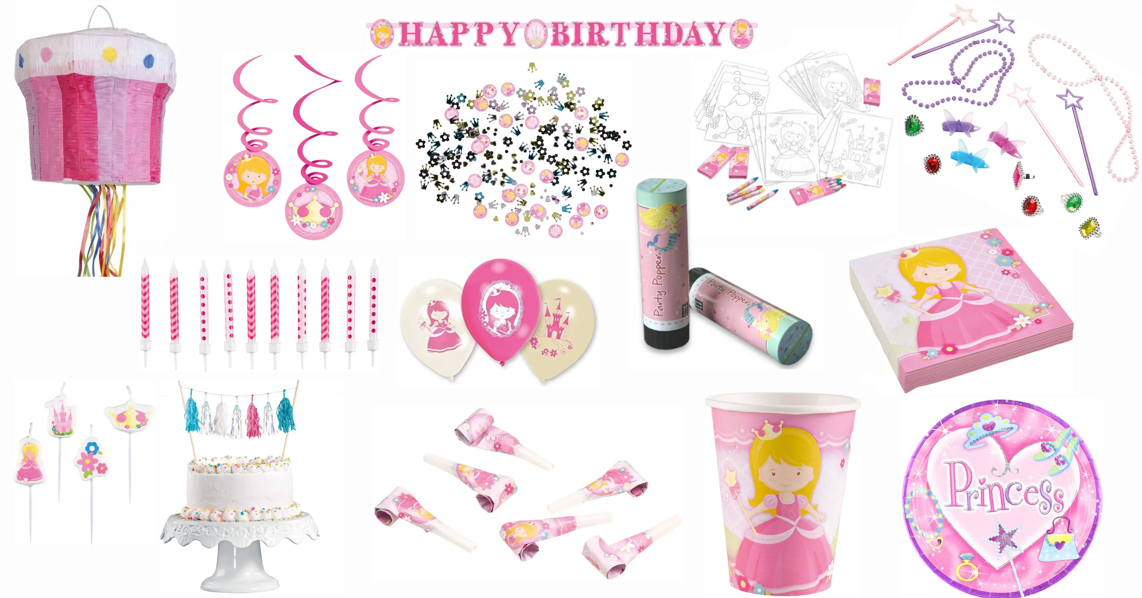 Amscan Prinzessin - großes Kindergeburtstags-Set I (79-teilig)