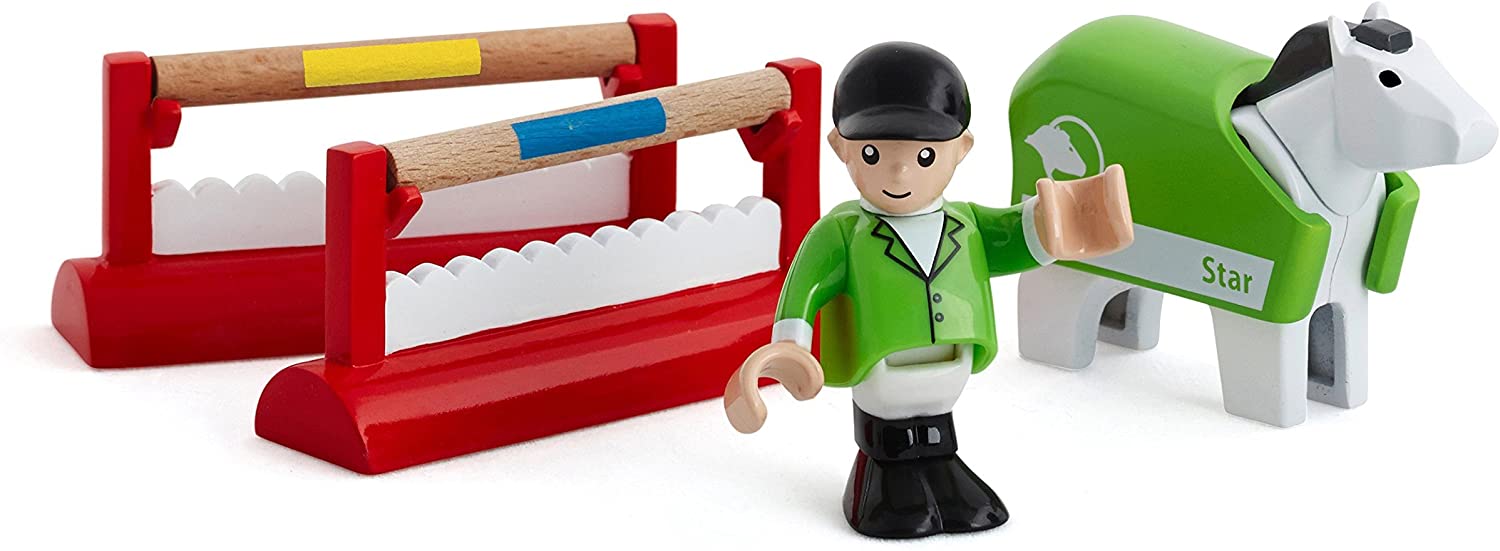 BRIO World 33795 - Pferde-Parcours, 7-teilig, Bauernhof Tiere