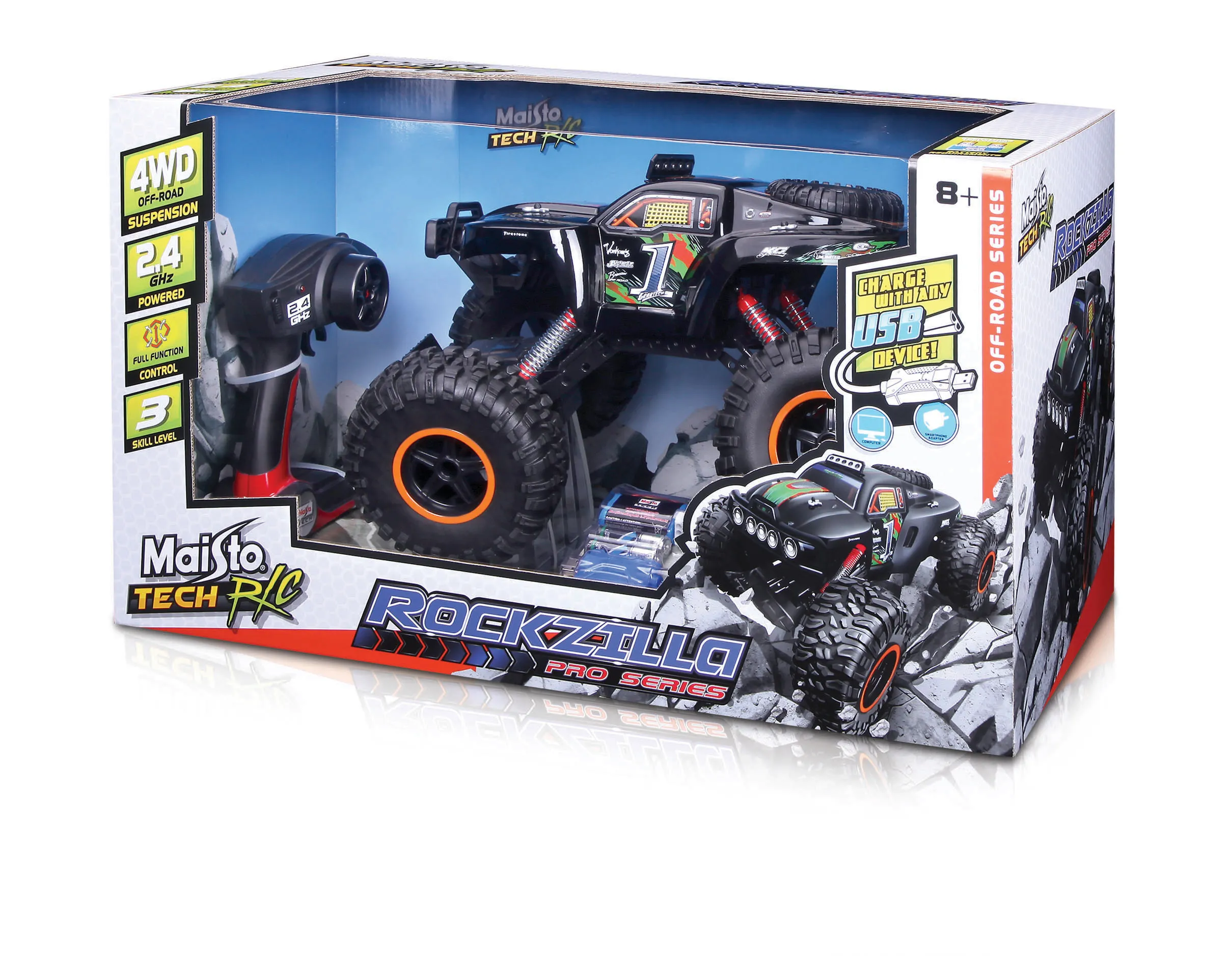 Maisto Tech - Ferngesteuertes Auto - Rock Zilla (schwarz, 40cm)