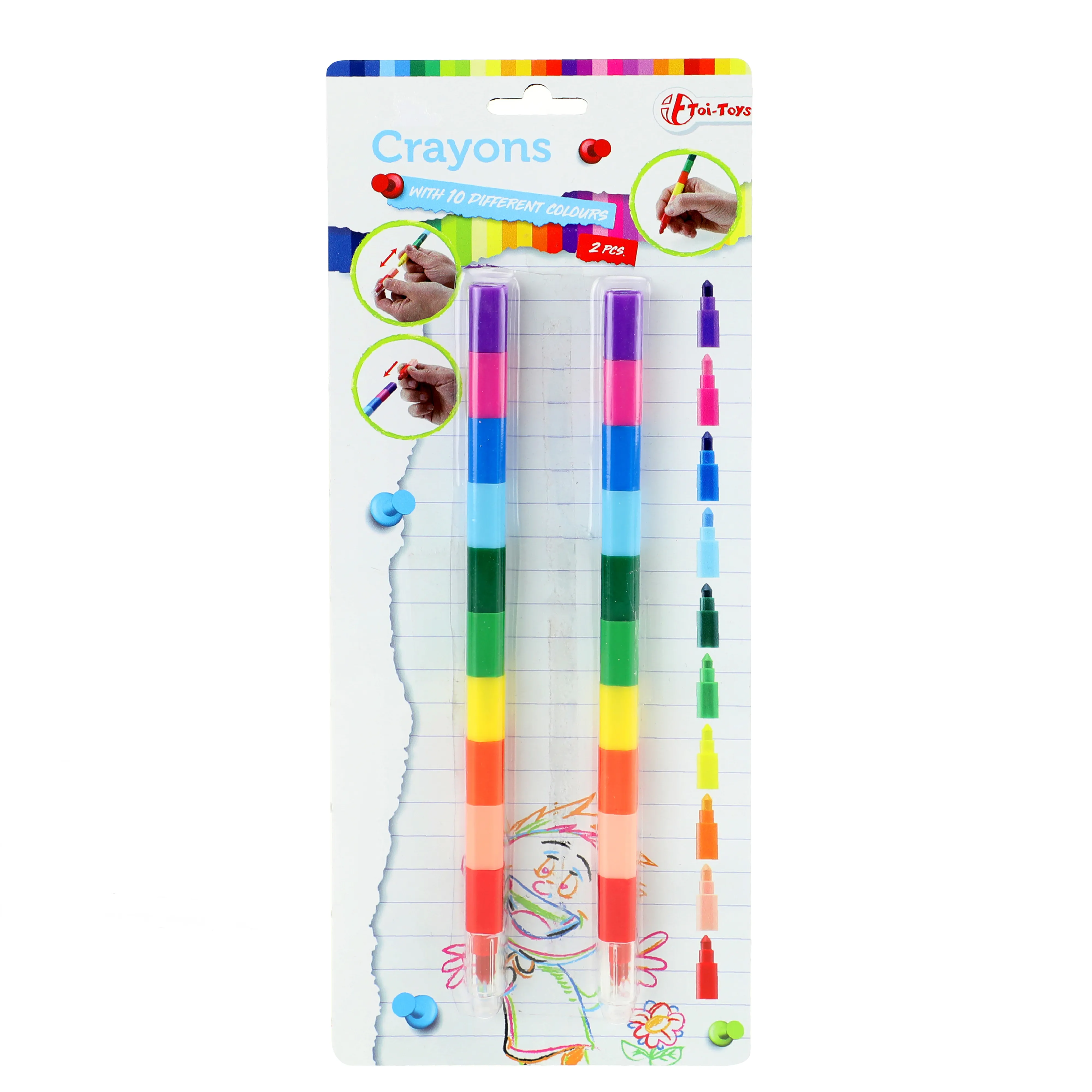 Toi-Toys - Wachsmalstifte 10in1 - mit je 10 Farben (stapelbar)