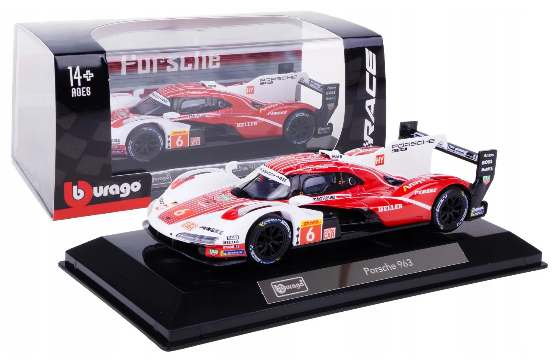 Bburago 18-38319 - Modellauto - Porsche 963 Penske #6 (Hardcase, Maßstab 1:43)