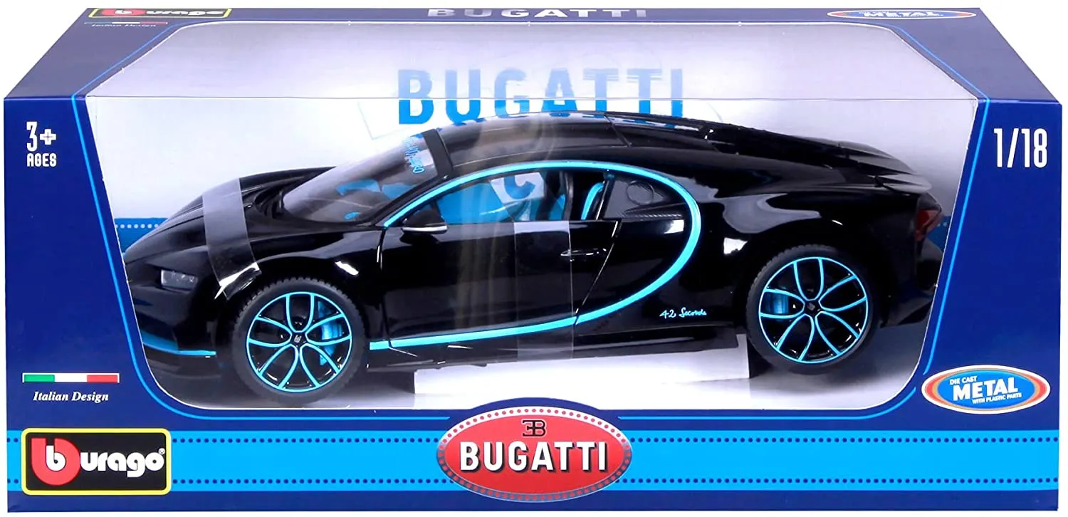 Bburago 18-11040BK - Modellauto - Bugatti Chiron 42 Sekunden Weltrekord (schwarz, Maßstab 1:18)