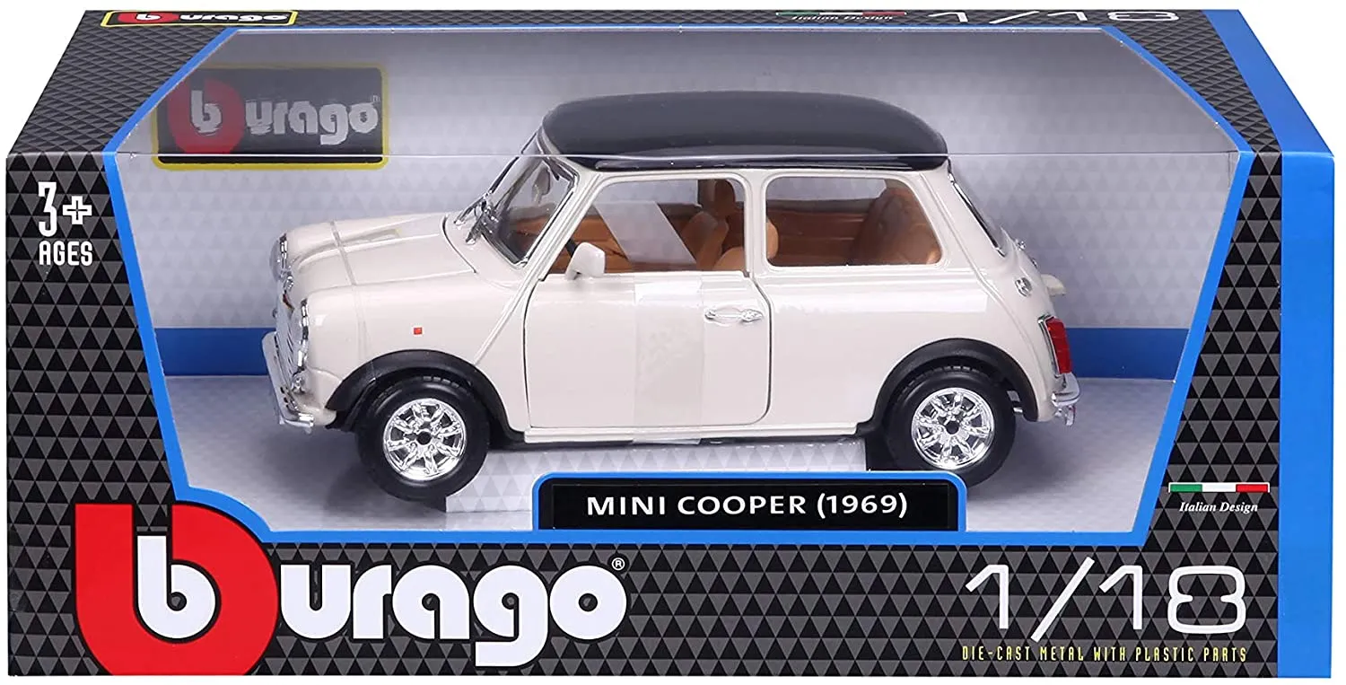 Bburago 18-12036 - Modellauto - Mini Cooper 1969 (beige, Maßstab 1:16)