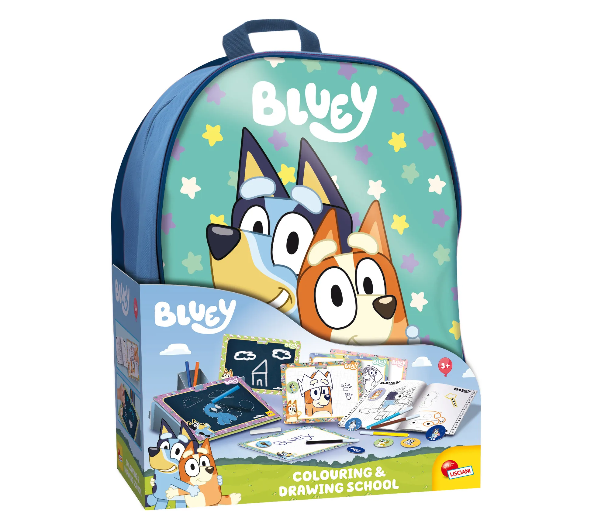 Lisciani 104604 - Bluey Mal und Zeichenschule mit Rucksack