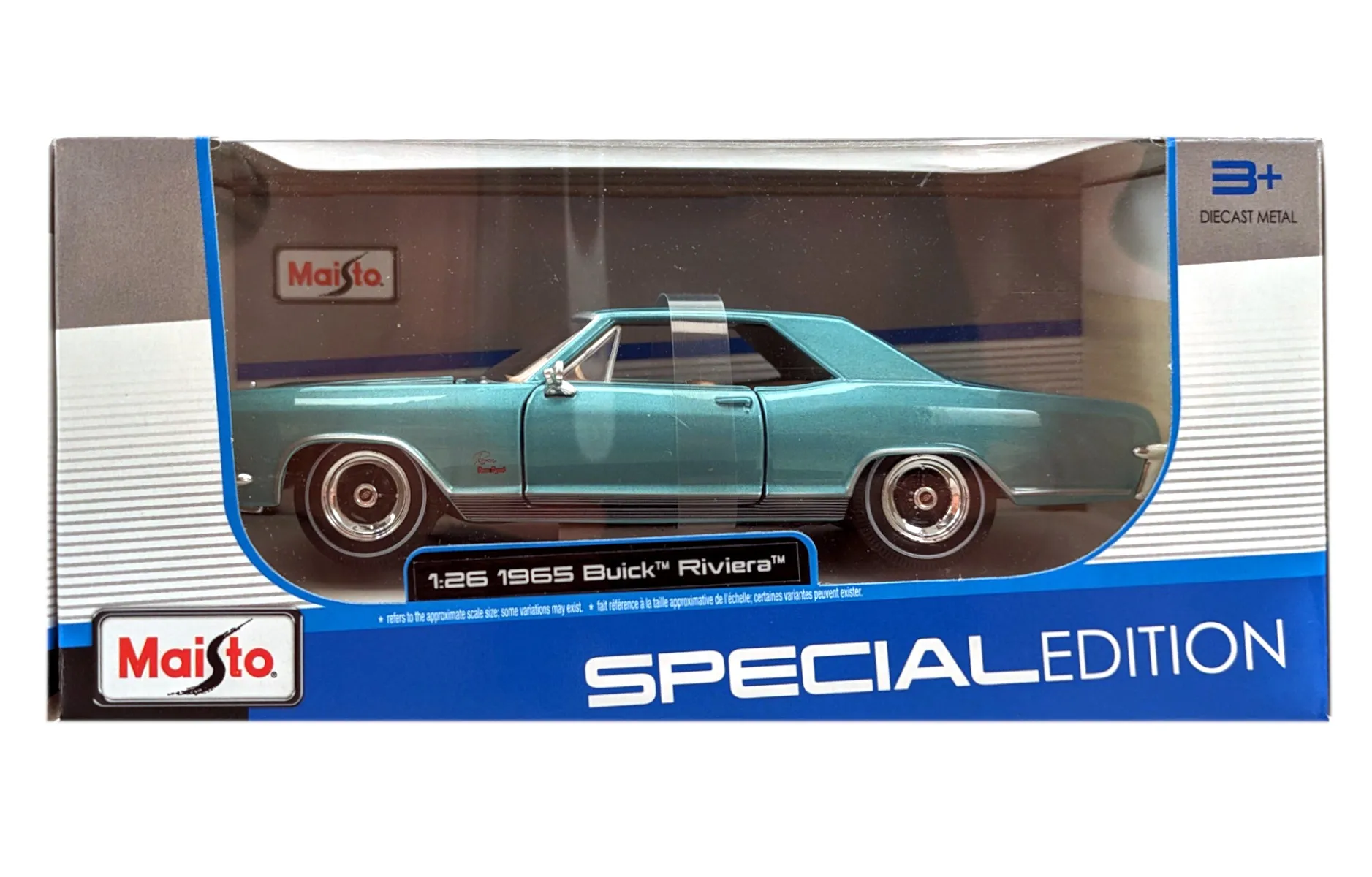 Maisto 31214 - Modellauto - Buick Riviera (metallic blau, Maßstab 1:26)