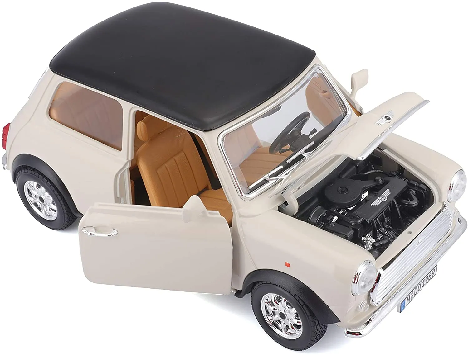 Bburago 18-12036 - Modellauto - Mini Cooper 1969 (beige, Maßstab 1:16)