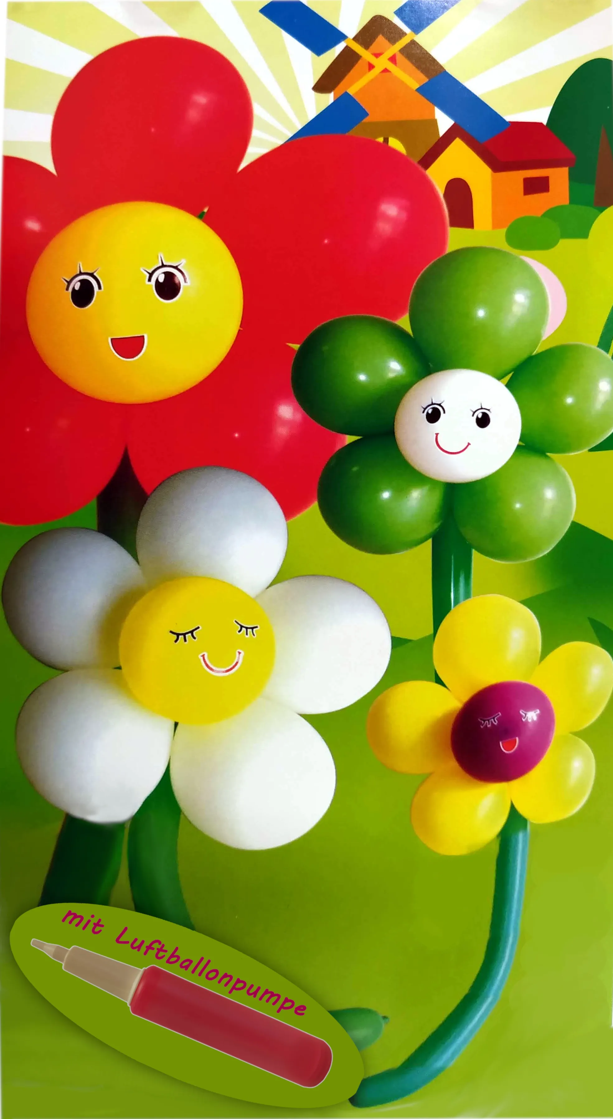 DIY Ballonfigur Blumen (65cm) mit Luftballonpumpe pink