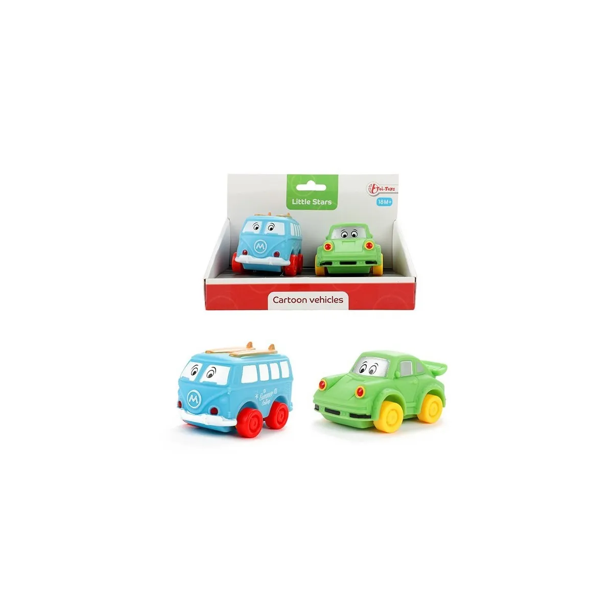 Toi-Toys - LITTLE STARS - 2 weiche PVC-Autos - Cartoon vehicles