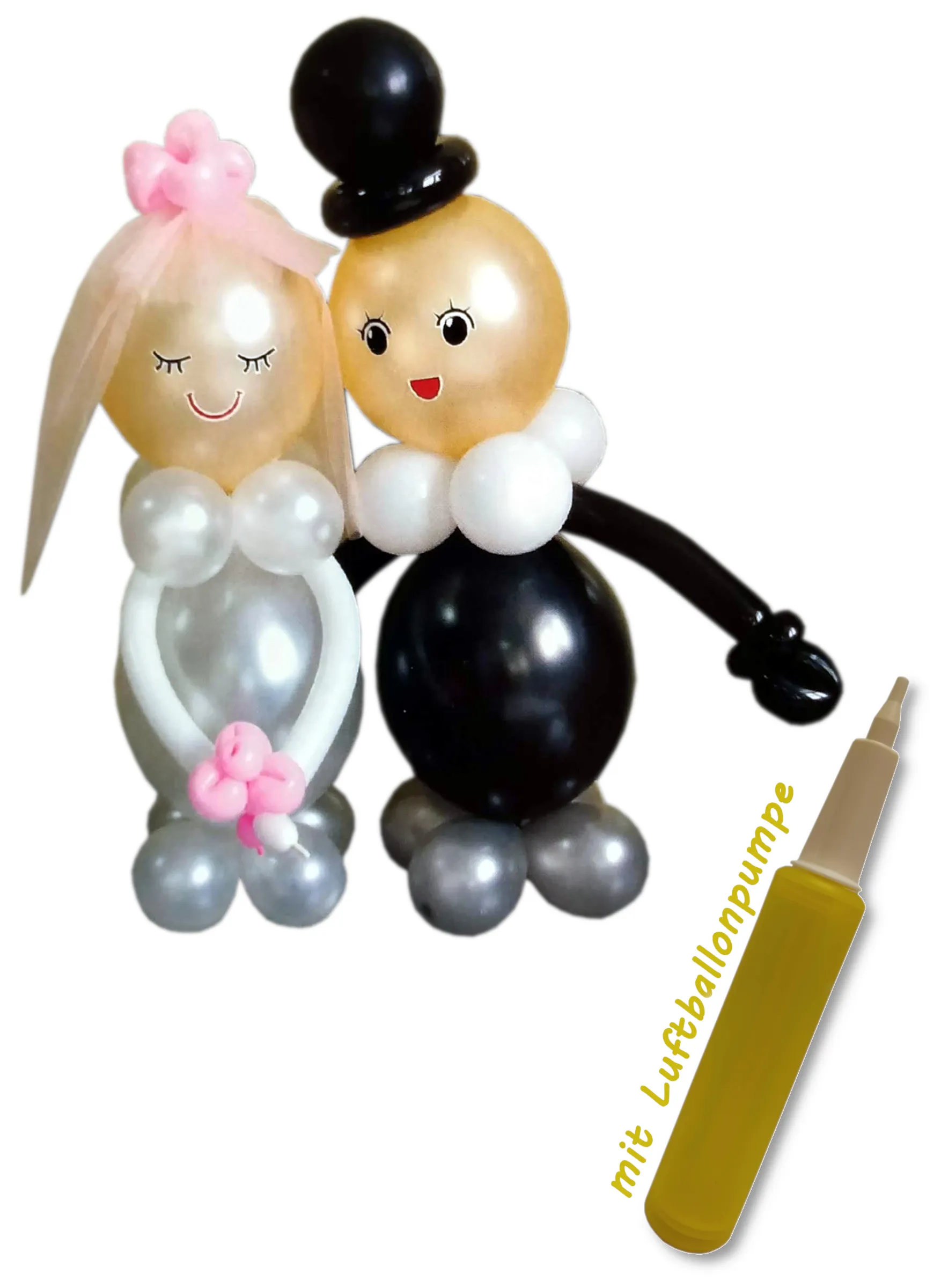 DIY Ballonfigur Hochzeit (70cm) mit Luftballonpumpe gelb