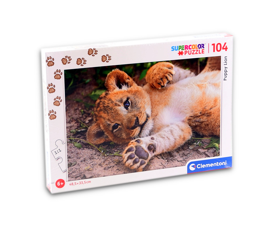 Clementoni Supercolor Puzzle - 3er Set 104 Teile - Puppy (Tiger, Löwe, Panda)