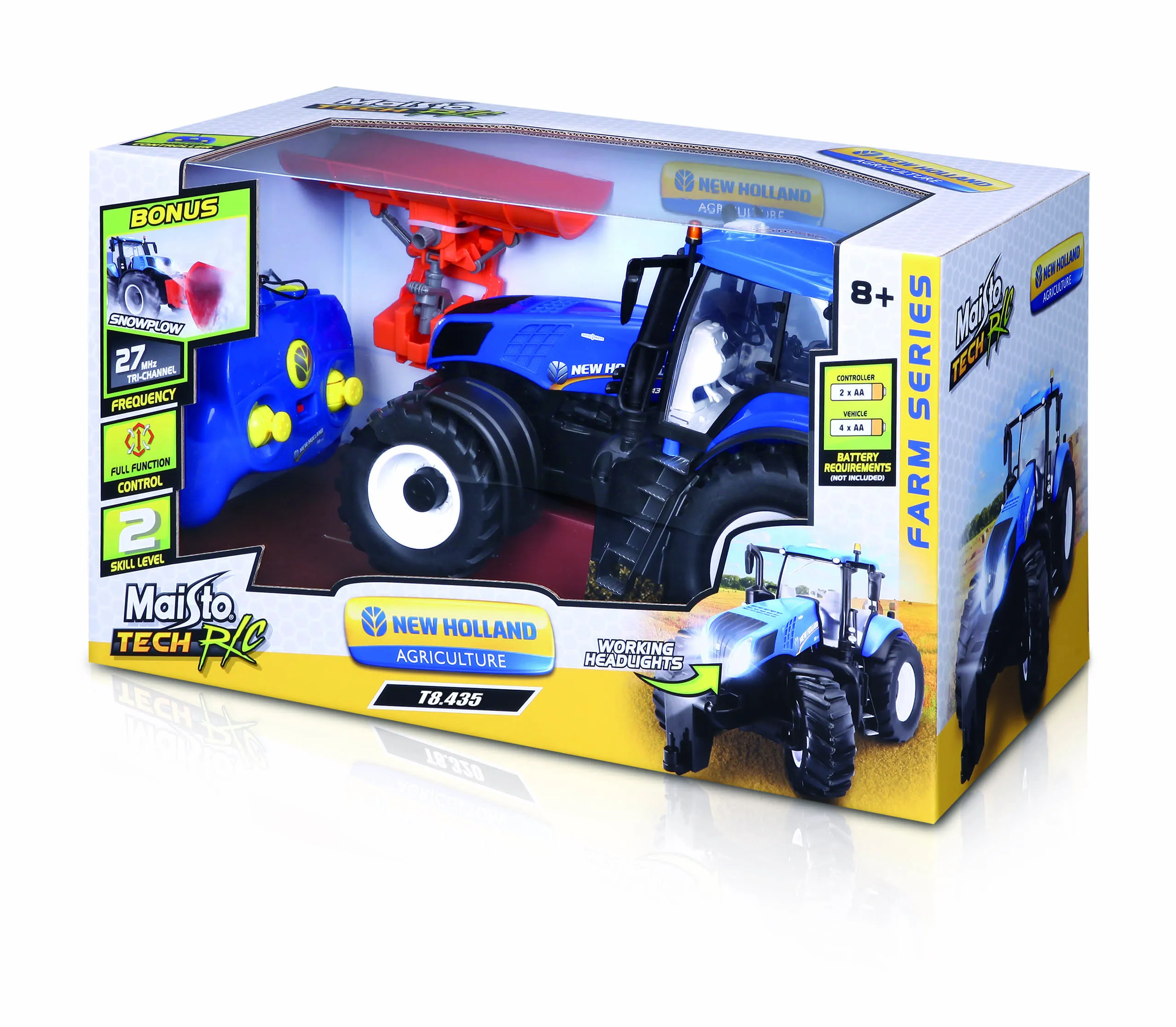 Maisto-Tech 82303 - Ferngesteuerter Traktor - New Holland T8.320 42cm, mit Schneeschieber