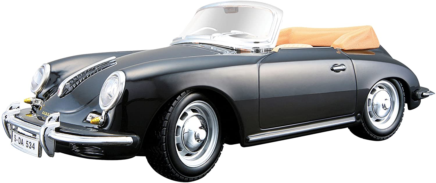 Bburago 18-22078 - Modellauto - Porsche 356B Cabrio 1961 (schwarz, Maßstab 1:24)