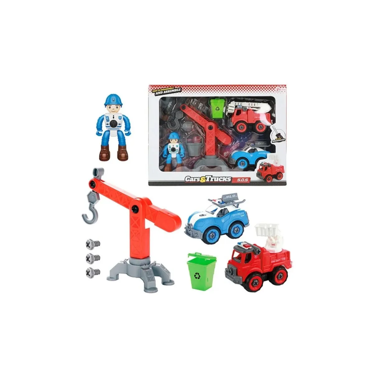 Toi-Toys 20581A - CARS_TRUCKS Spielset - Feuerwehr Polizei