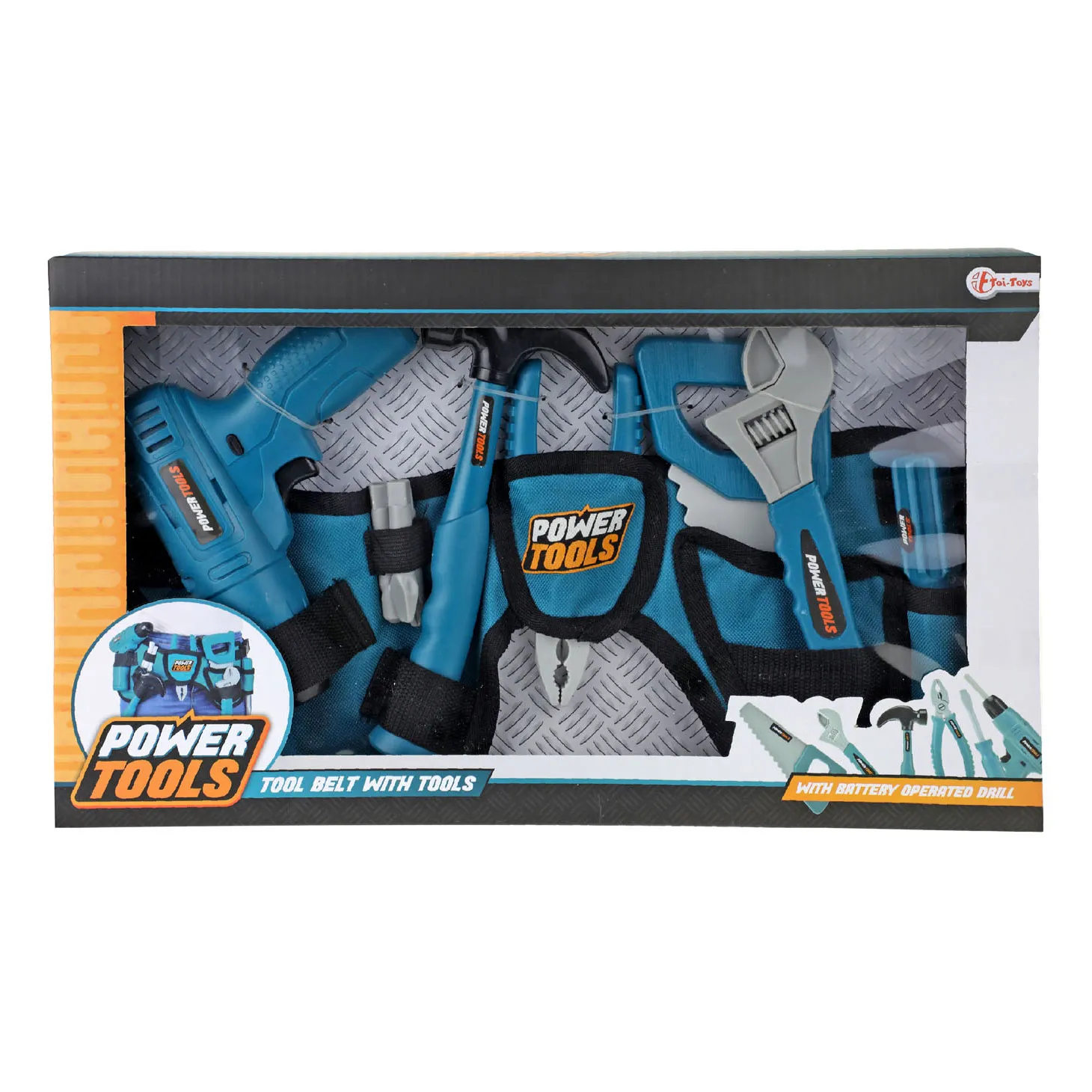 Toi-Toys - Power Tools - Werkzeugset mit Hüfttasche (7-teilig)