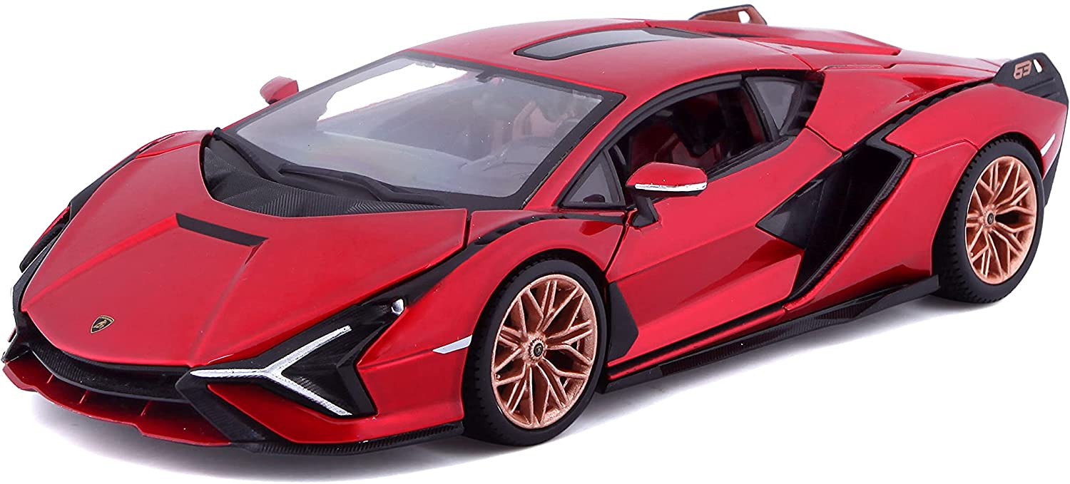 Bburago 18-21099 - Modellauto -  Lamborghini Sian FKP 37 (rot, Maßstab 1:24) 