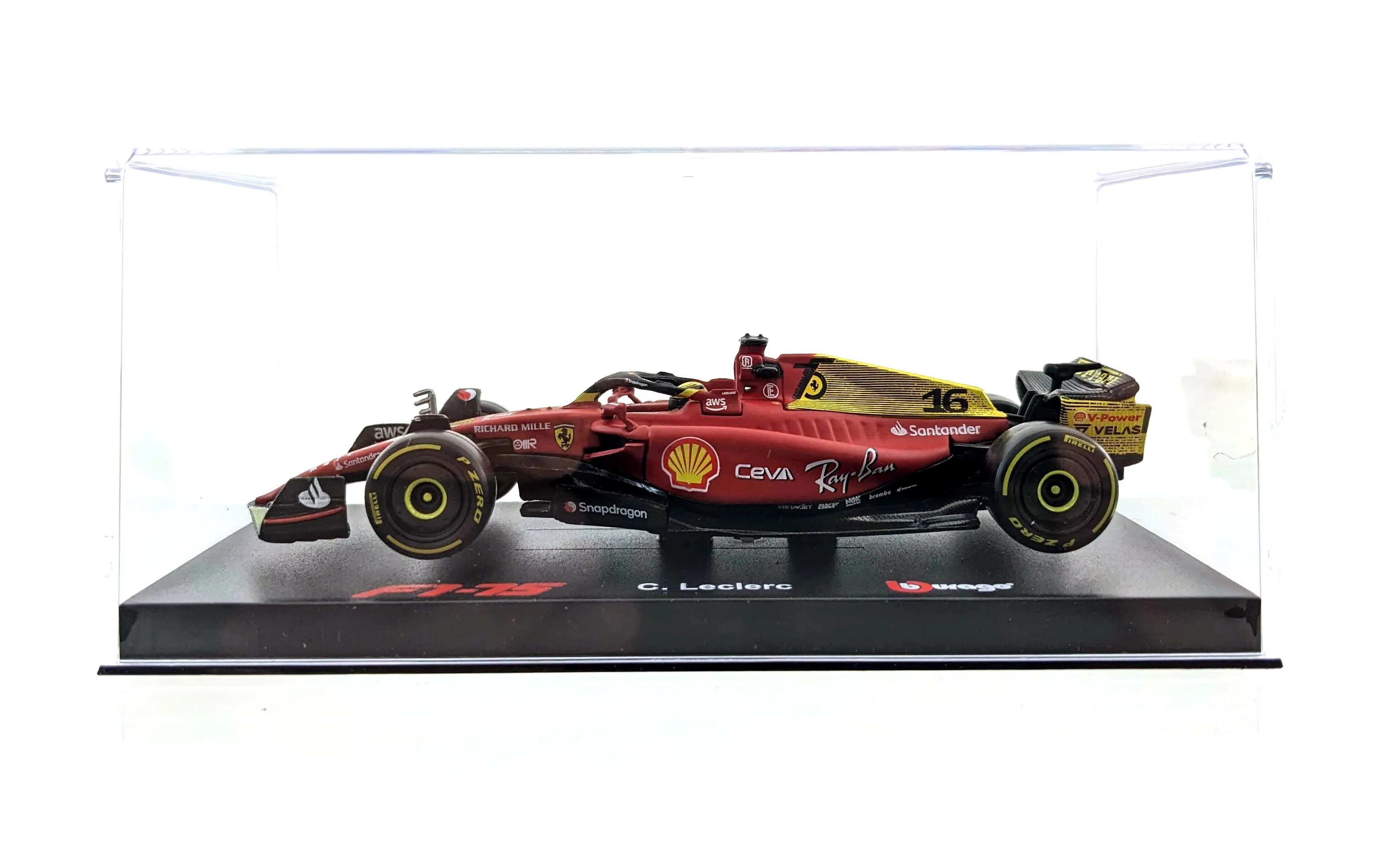 Bburago 18-36831 - Modellauto - Ferrari F1-75 Leclerc #16 Monza-Ausführung (mit Fahrer, Maßstab 1:43)