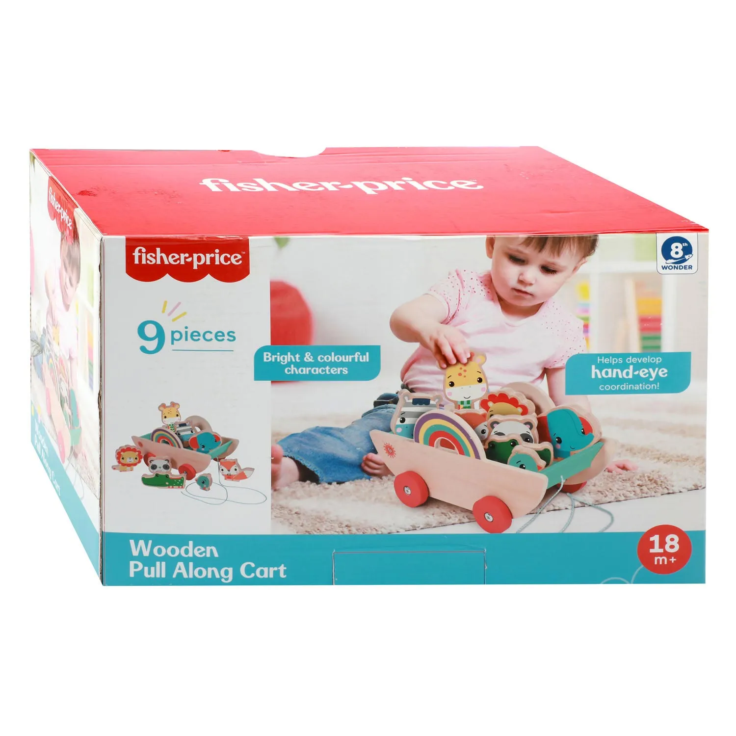 Fisher-Price - Holz-Ziehwagen mit 8 Tieren
