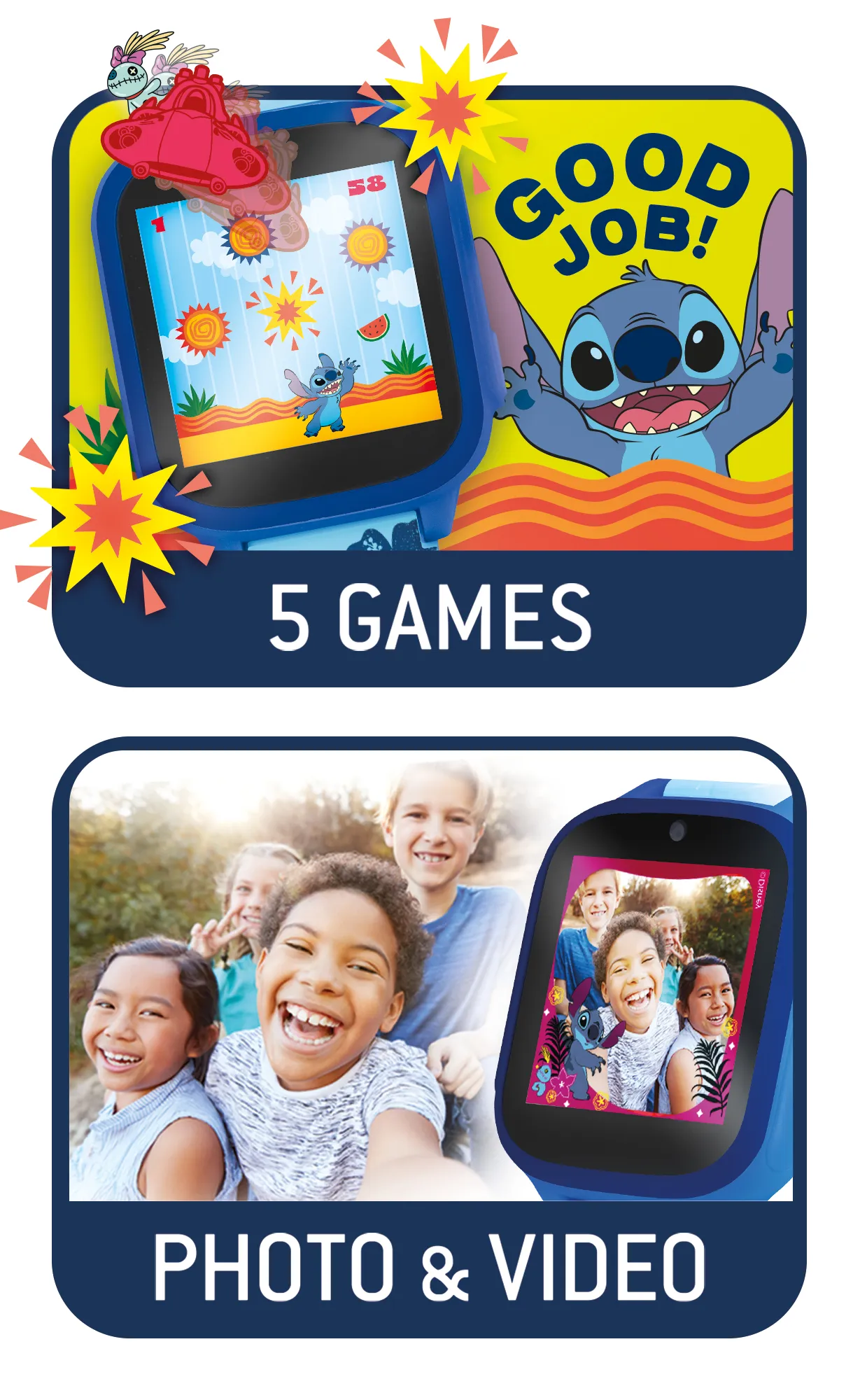 Lisciani 107230 - Disney Stitch Smartwatch Digitaluhr mit Kamera und Spielen