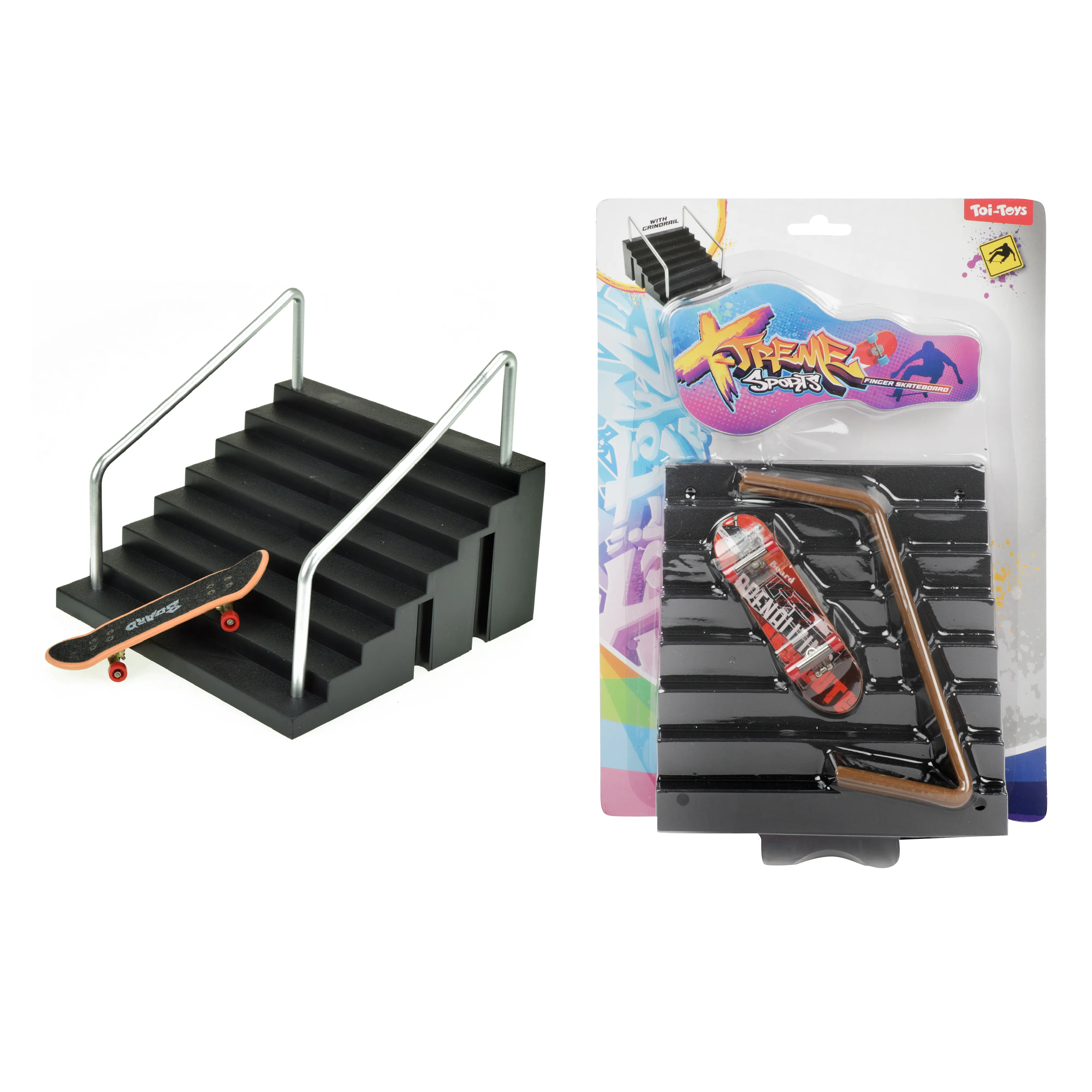 Toi-Toys 35556A - XTREME Finger-Skateboard - mit Treppe mit Handläufen (4-teilig)