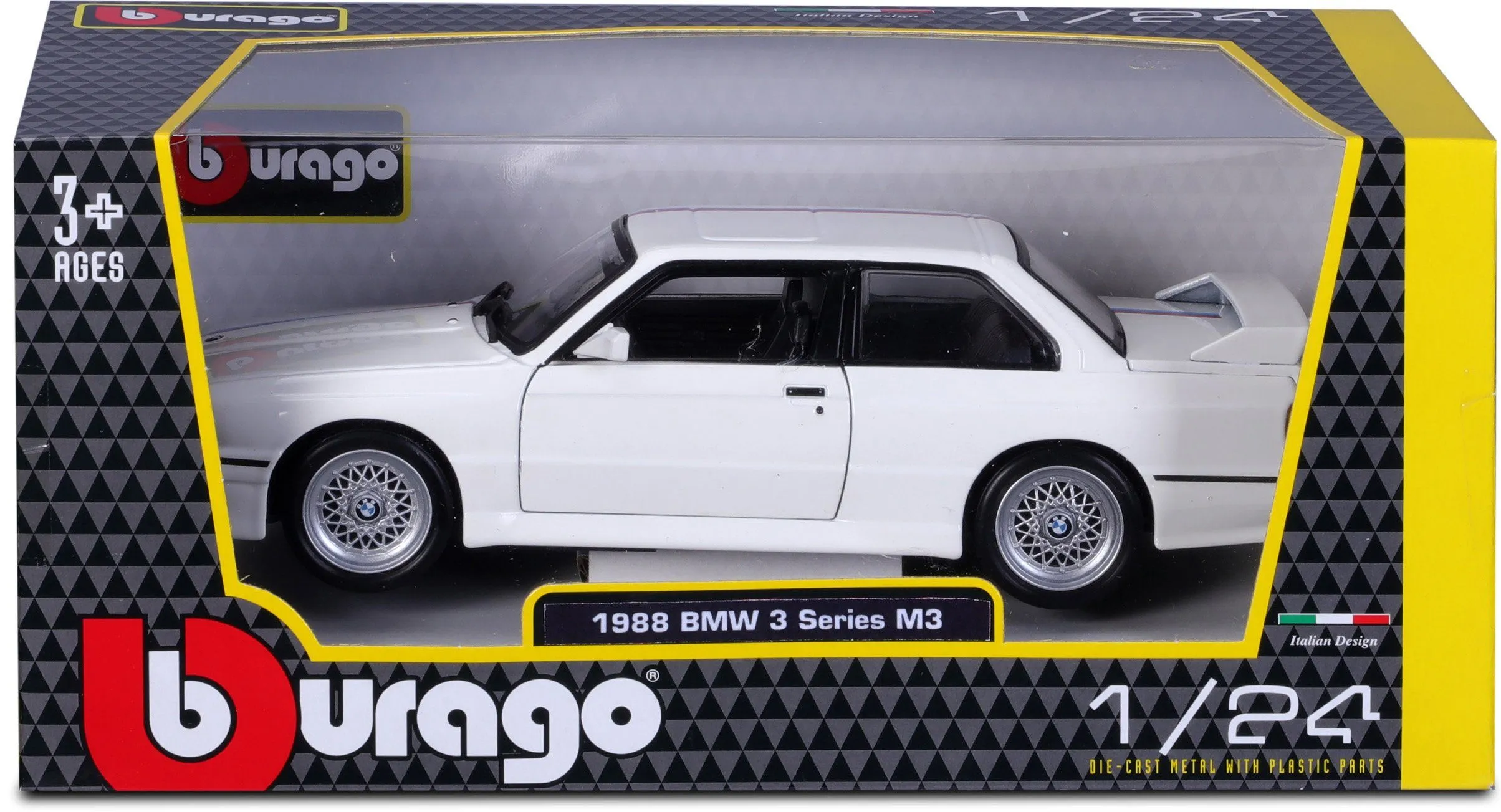 Bburago 18-21100 - Modellauto - BMW 3 Series M3 1988 (weiß, Maßstab 1:24)