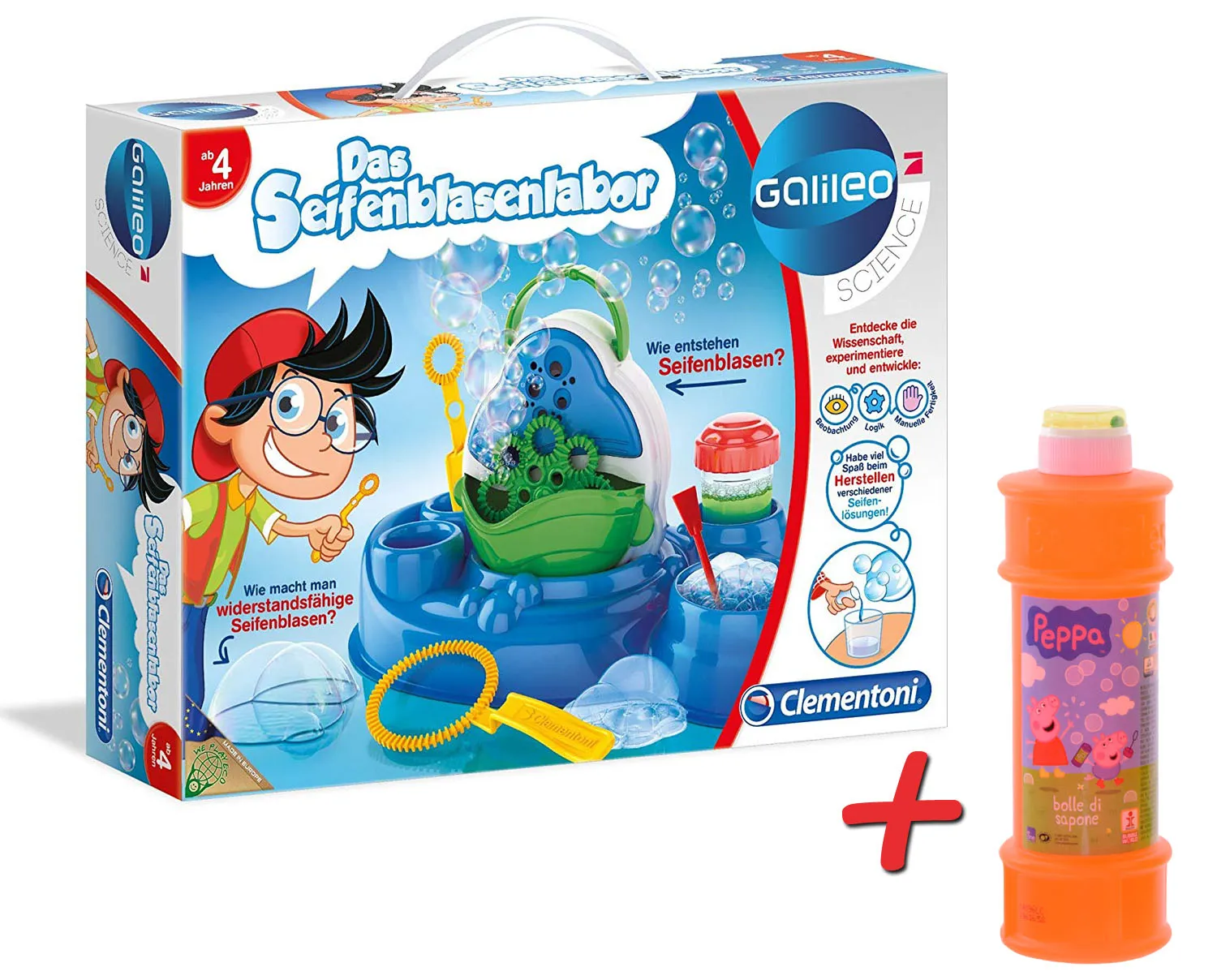 Clementoni - Galileo - Das Seifenblasenlabor + Peppa Wutz Seifenblasenflüssisgkeit