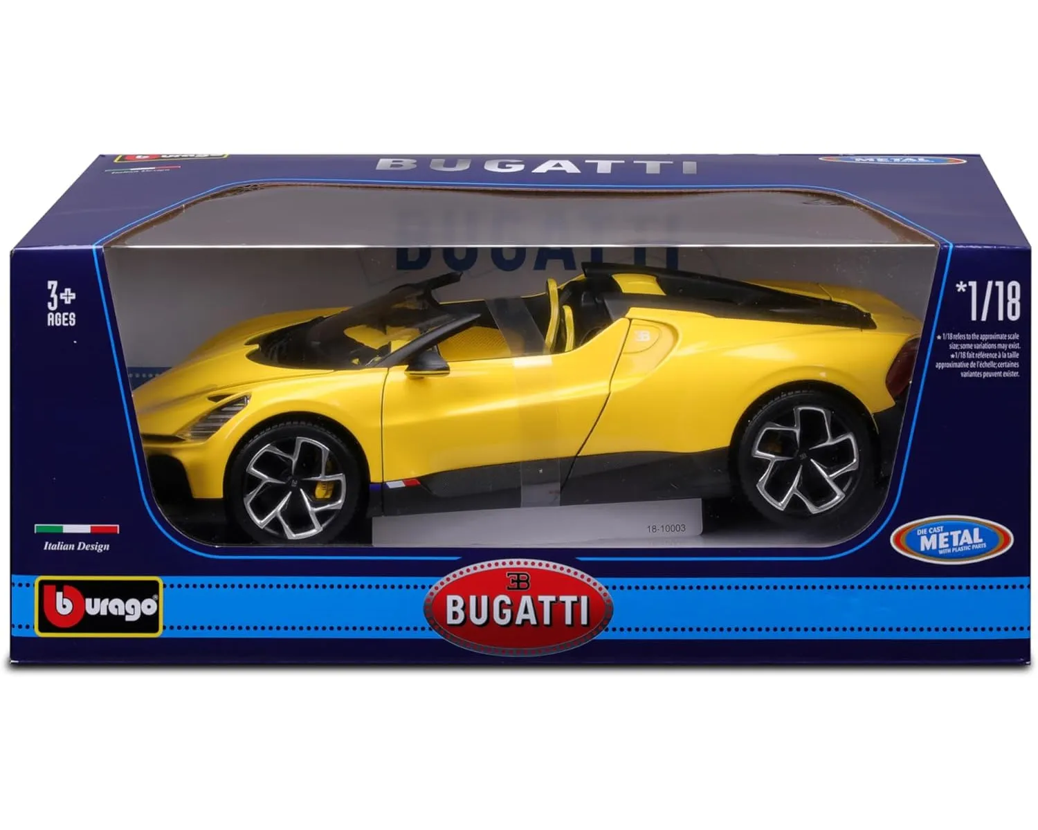 Bburago 18-11051 - Modellauto - Bugatti Mistral (gelb, Maßstab 1:18)