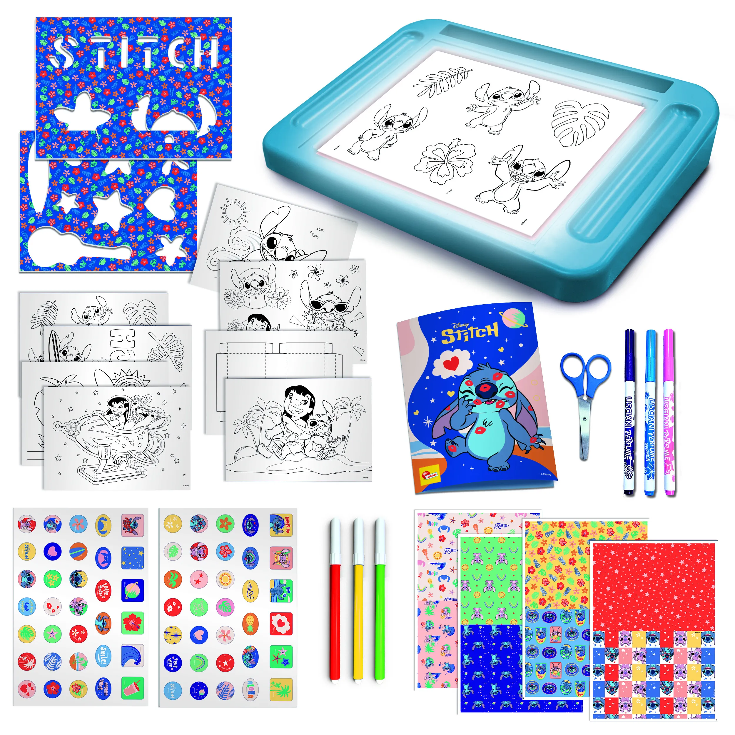 Lisciani 107582 - Disney Stitch - Zeichenschule mit Licht-Tisch