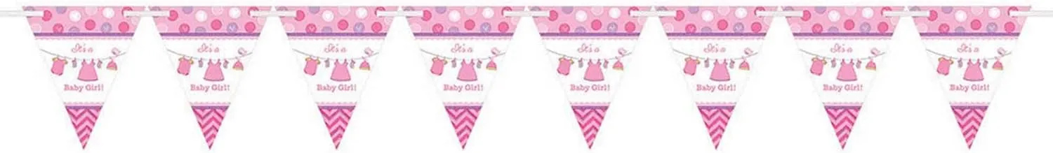 Amscan 121490 - Wimpelkette -  Shower with Love, It's a Baby Girl!