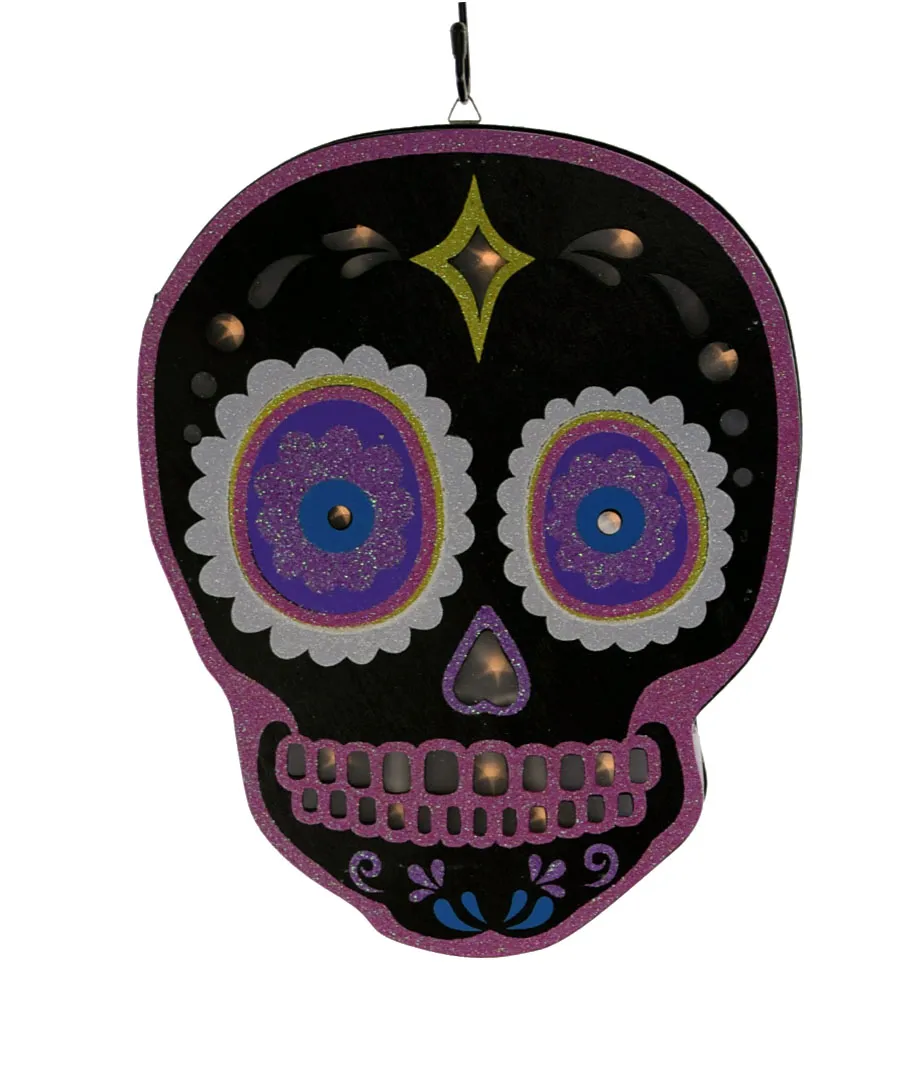 LED Holz Zuckerschädel