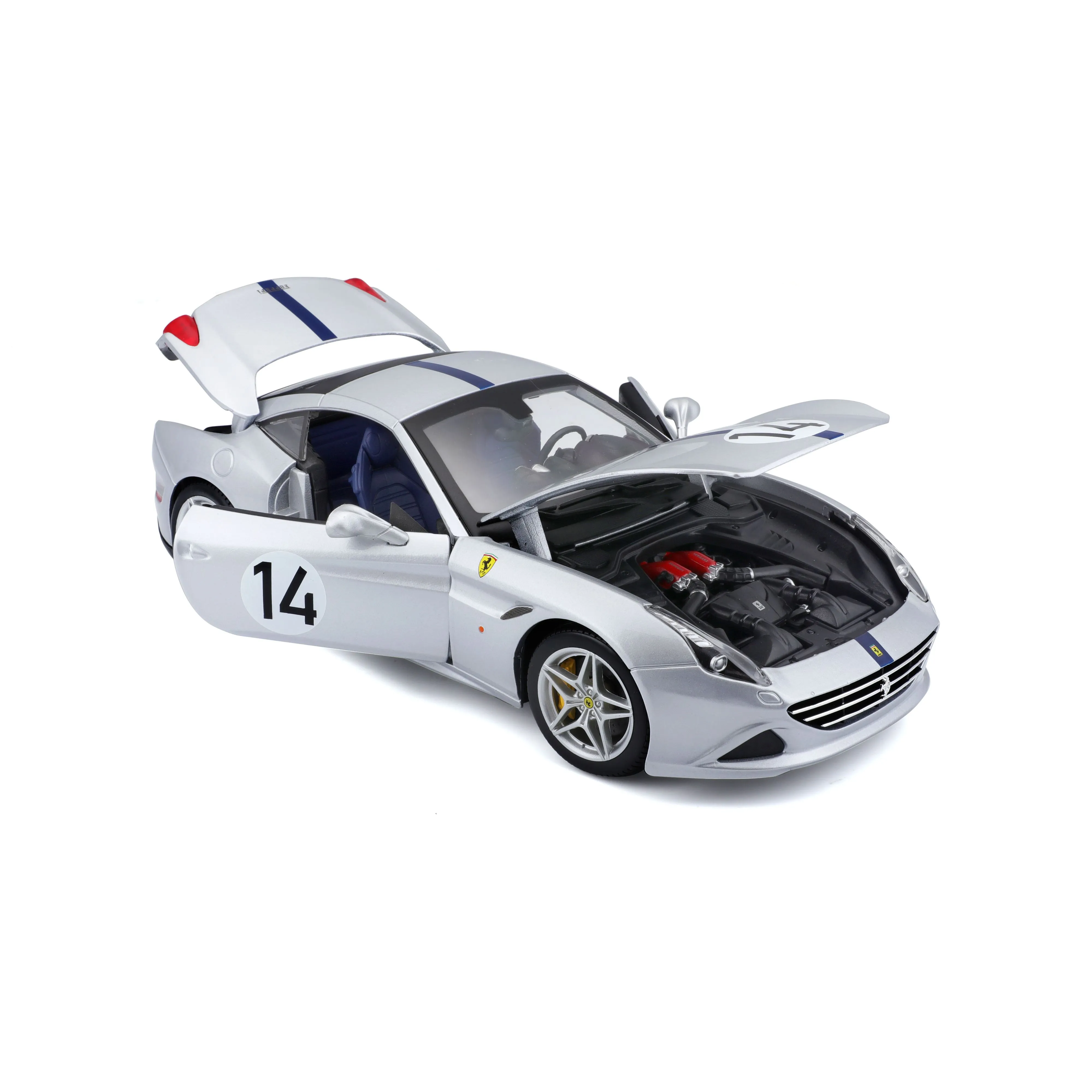 Bburago 18-76103 - Modellauto - Ferrari California T The Hot Rod (silber, Maßstab 1:18)