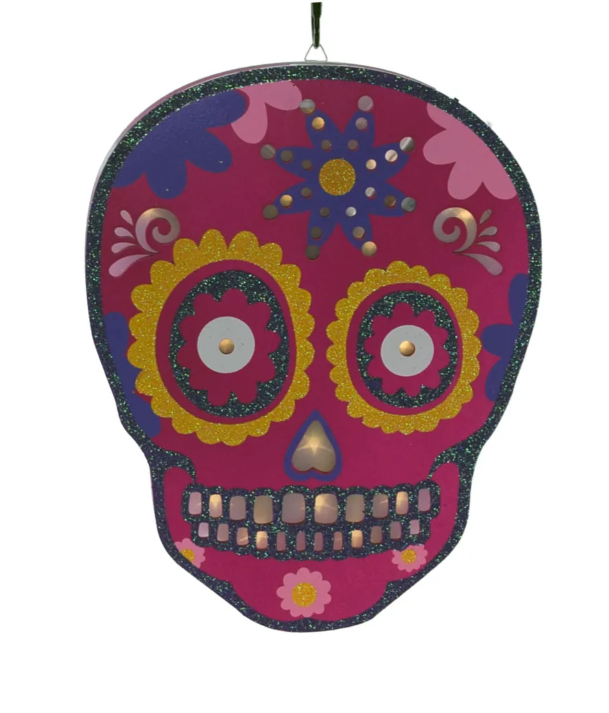 LED Holz Zuckerschädel